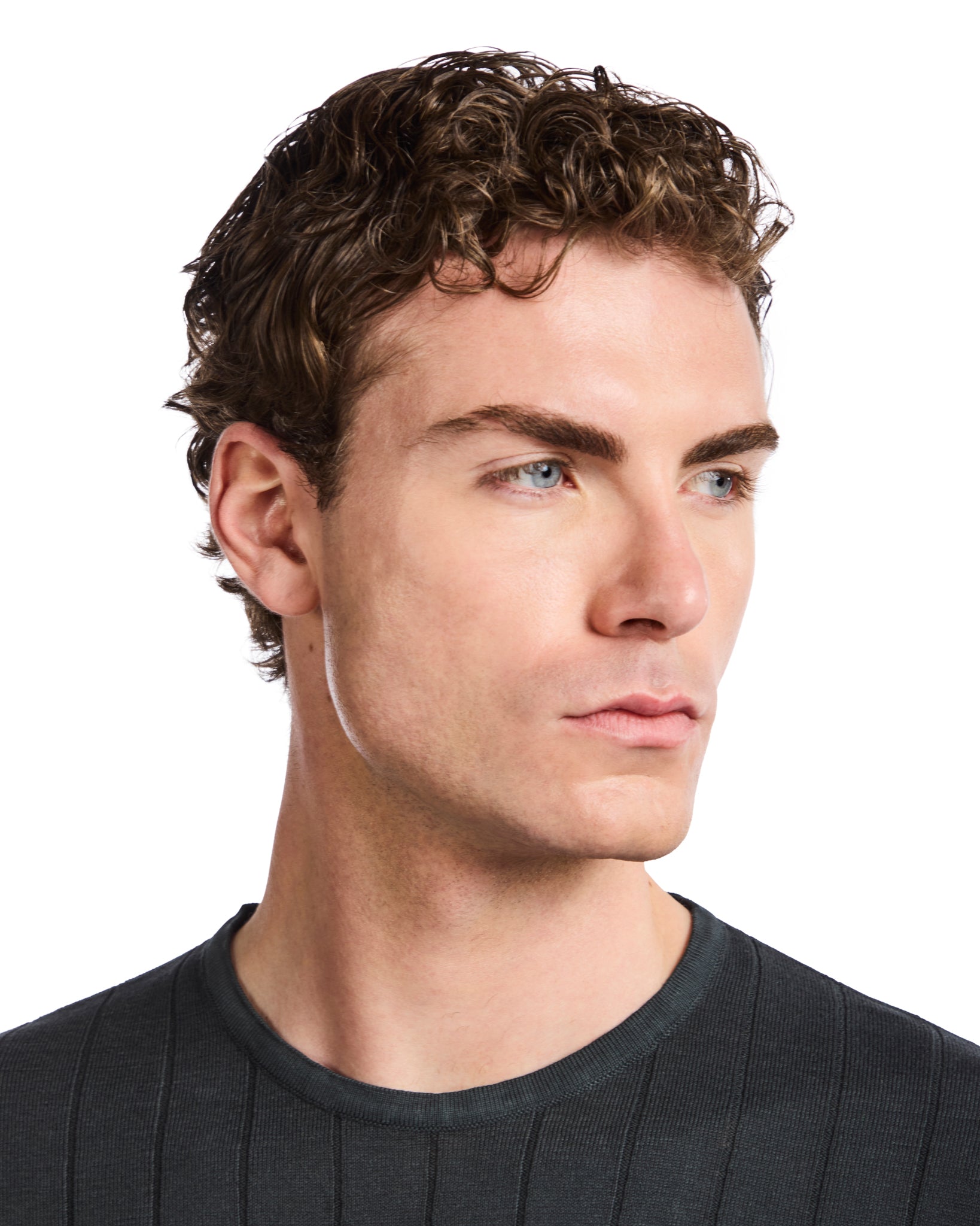 T-shirt Adriano a coste in maglia nero