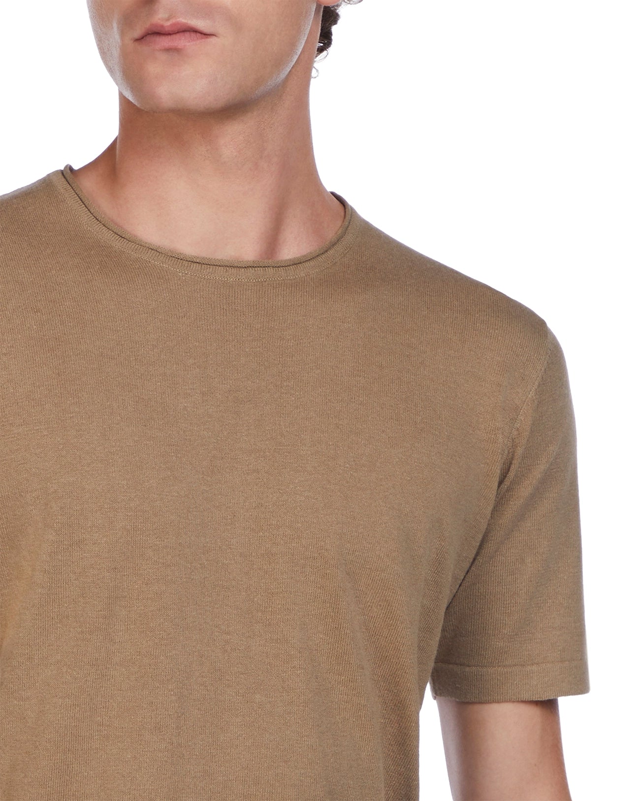 T-shirt Azur in lino e cotone fango