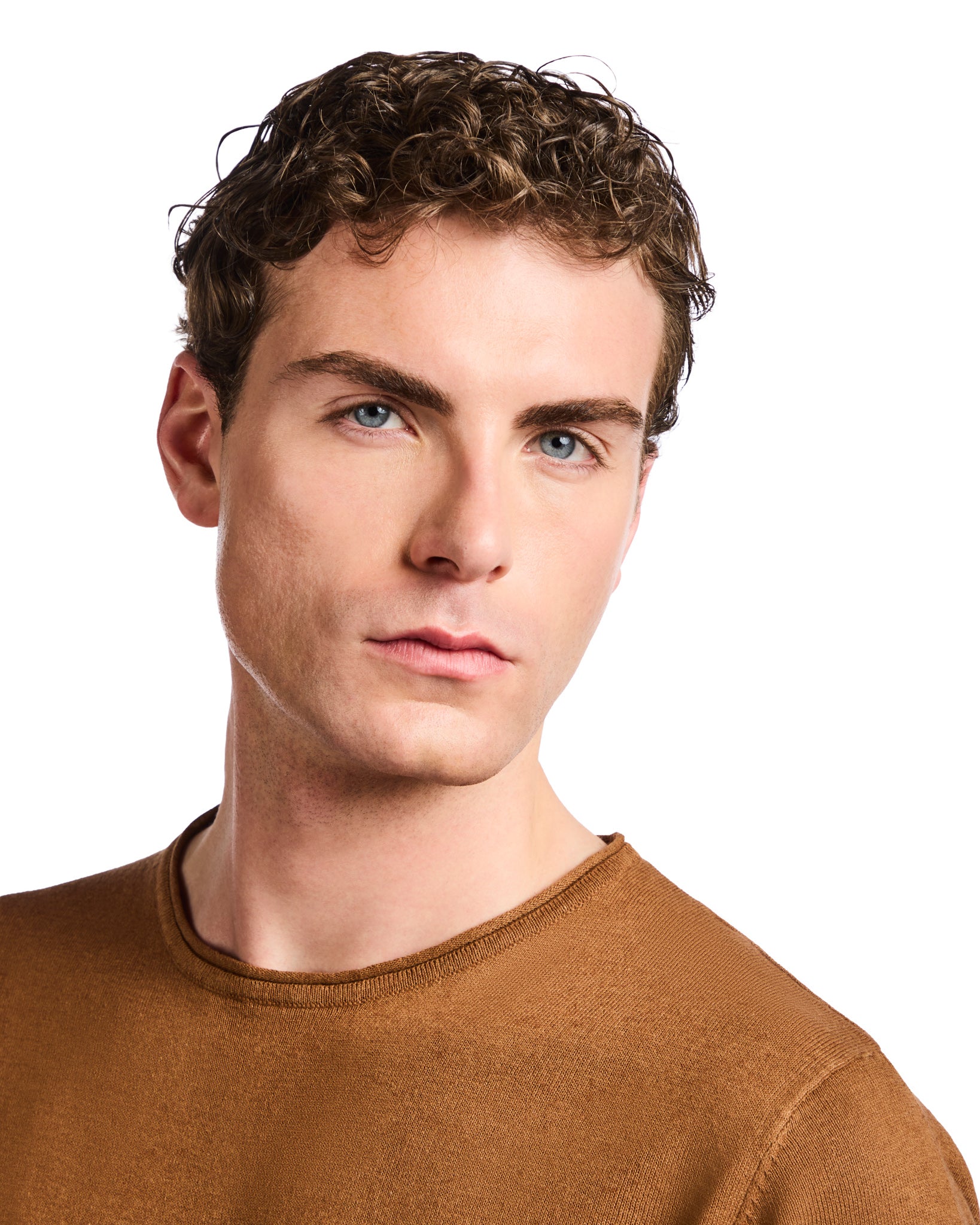 T-shirt Azur in lino e cotone marrone