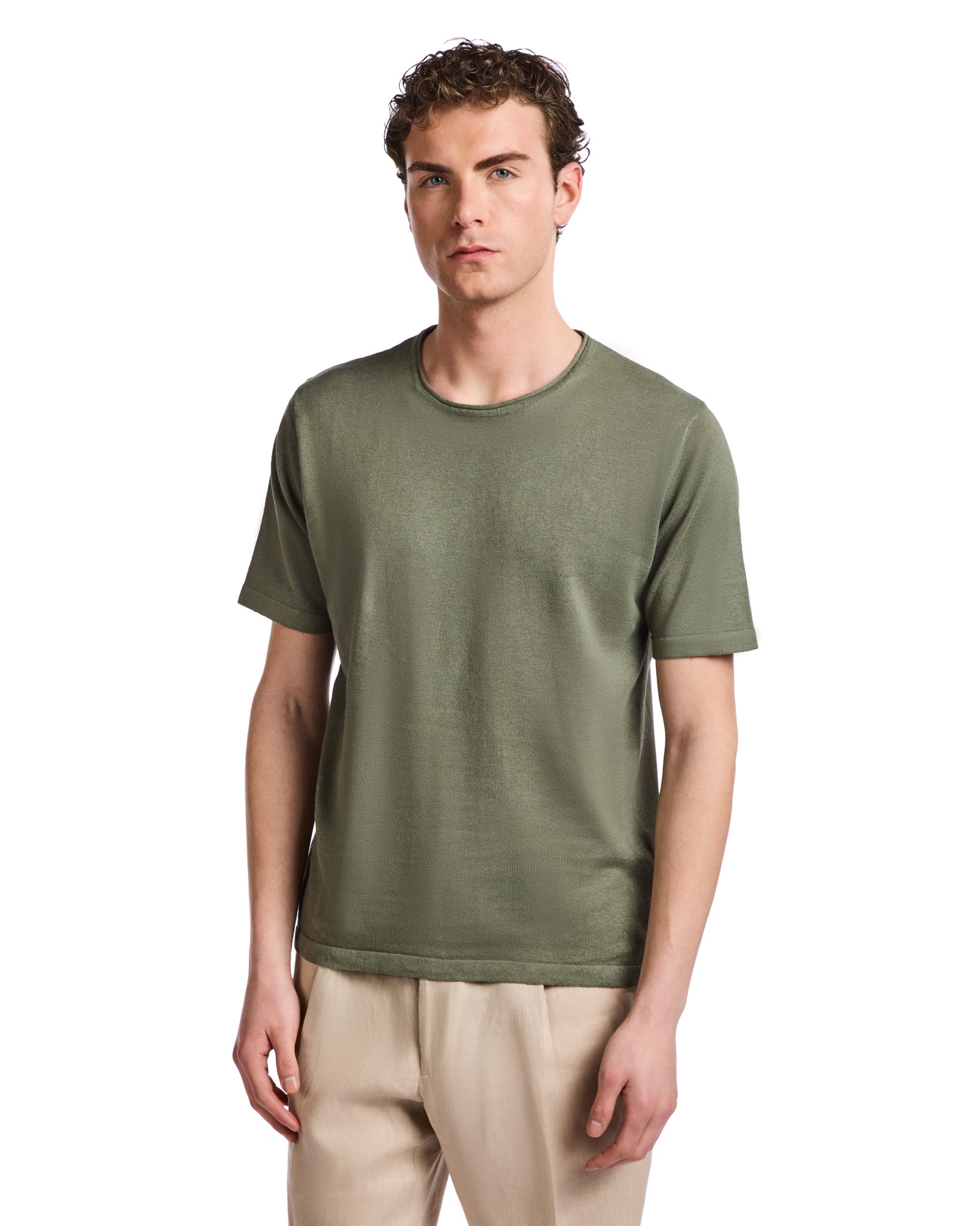 T-shirt Azur in lino e cotone militare