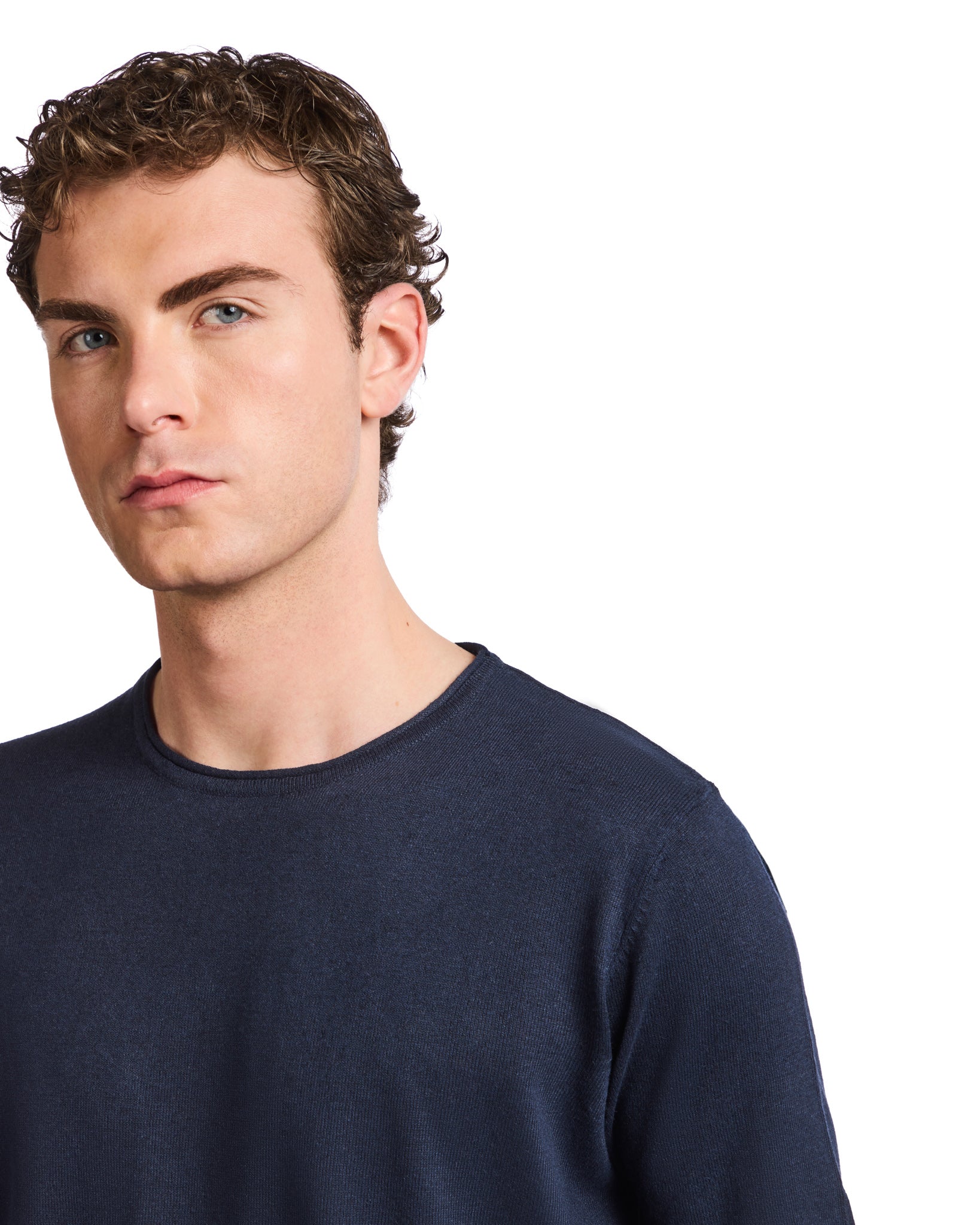 T-shirt Azur in lino e cotone blu