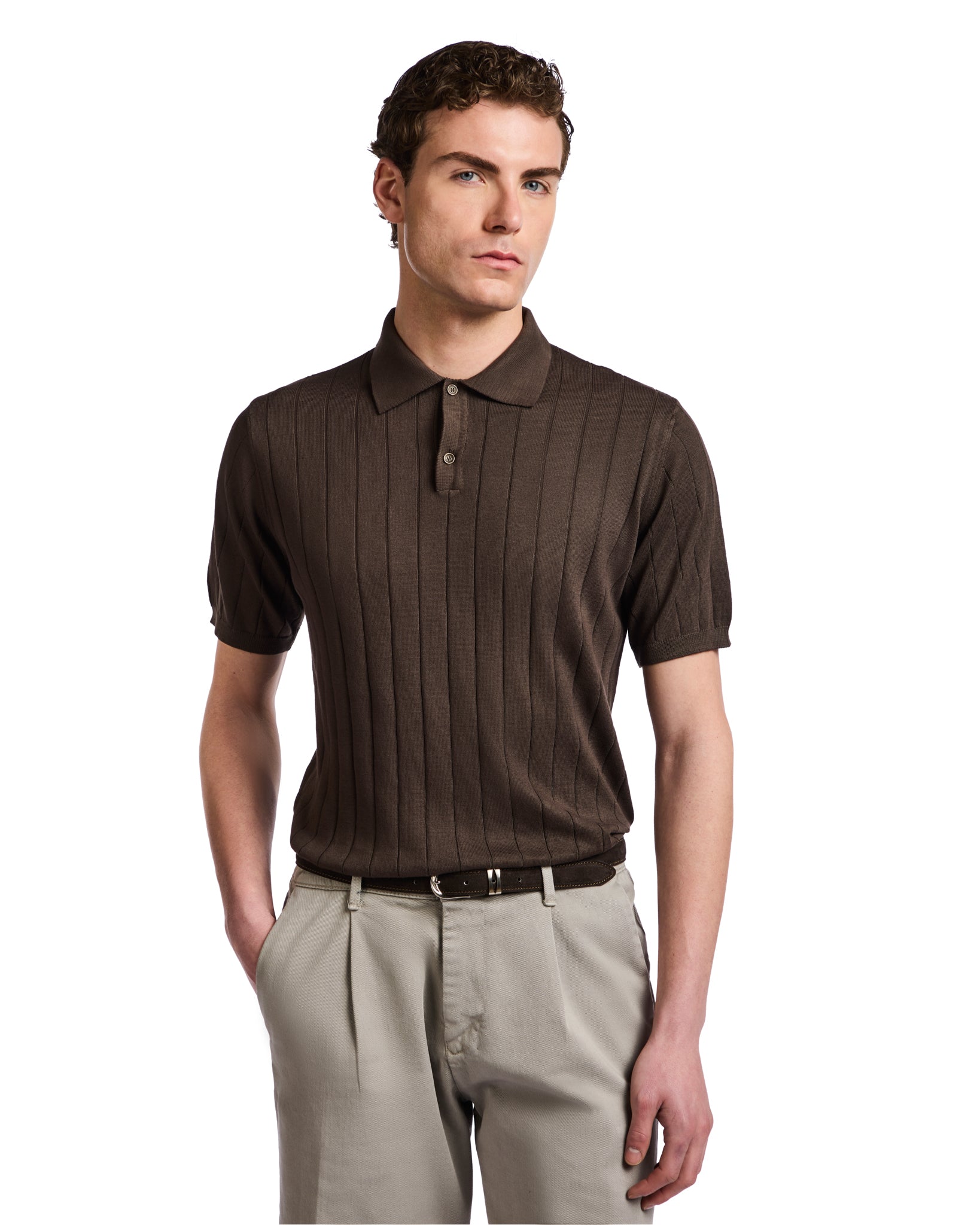 Polo Cameron in maglia a coste moro