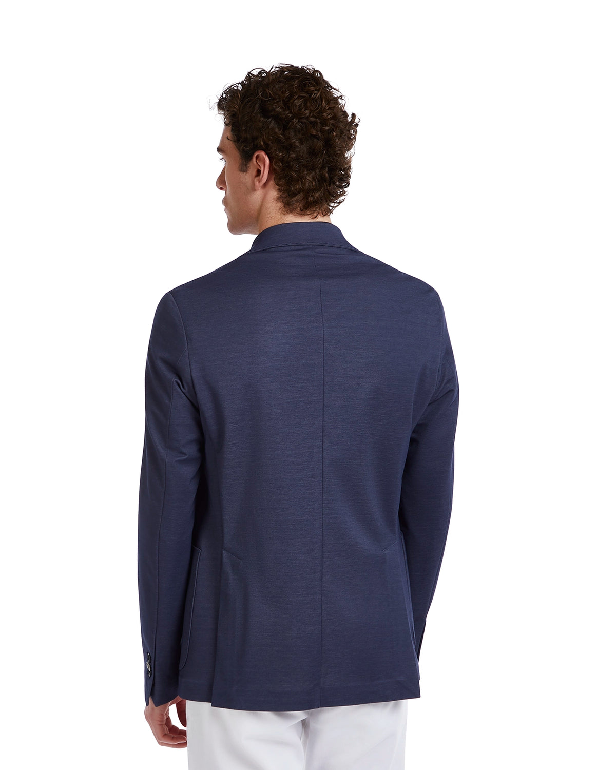 Men's navy blue blazer, tailored fit, made from lightweight fabric, perfect for formal or smart-casual occasions.