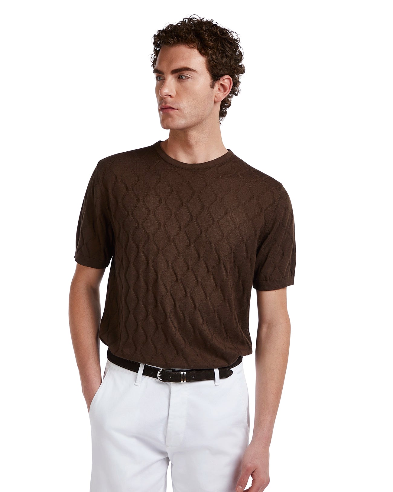 T-shirt Bjorn a onde in maglia moro