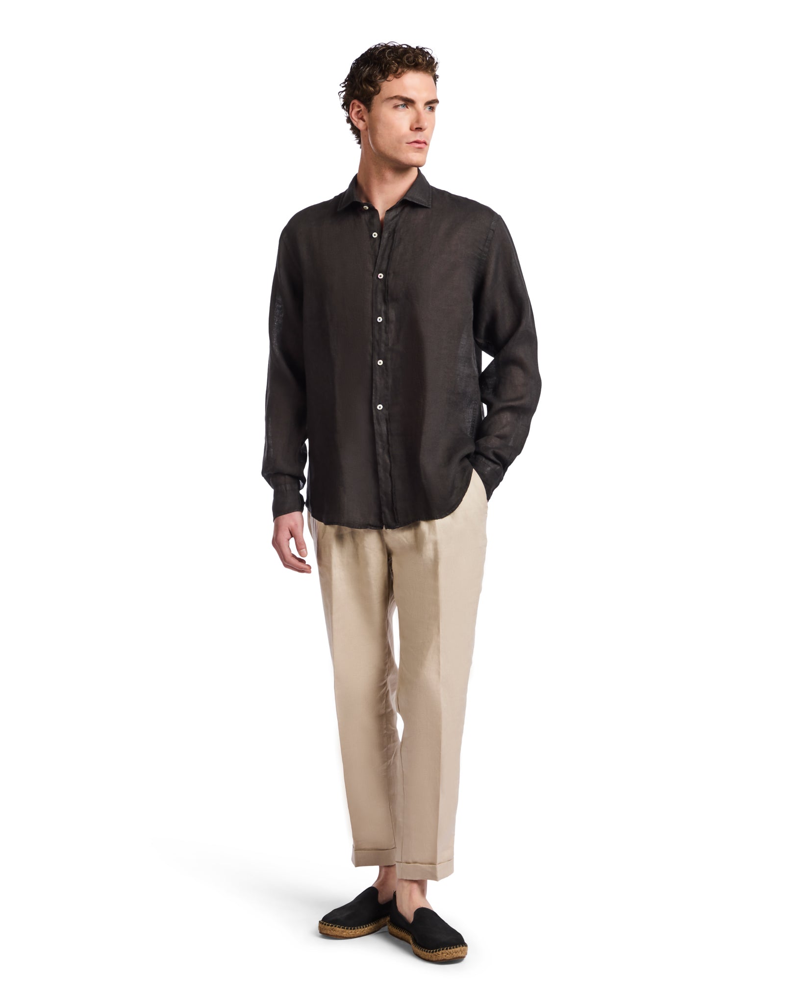 Camicia Montecarlo in puro lino nero