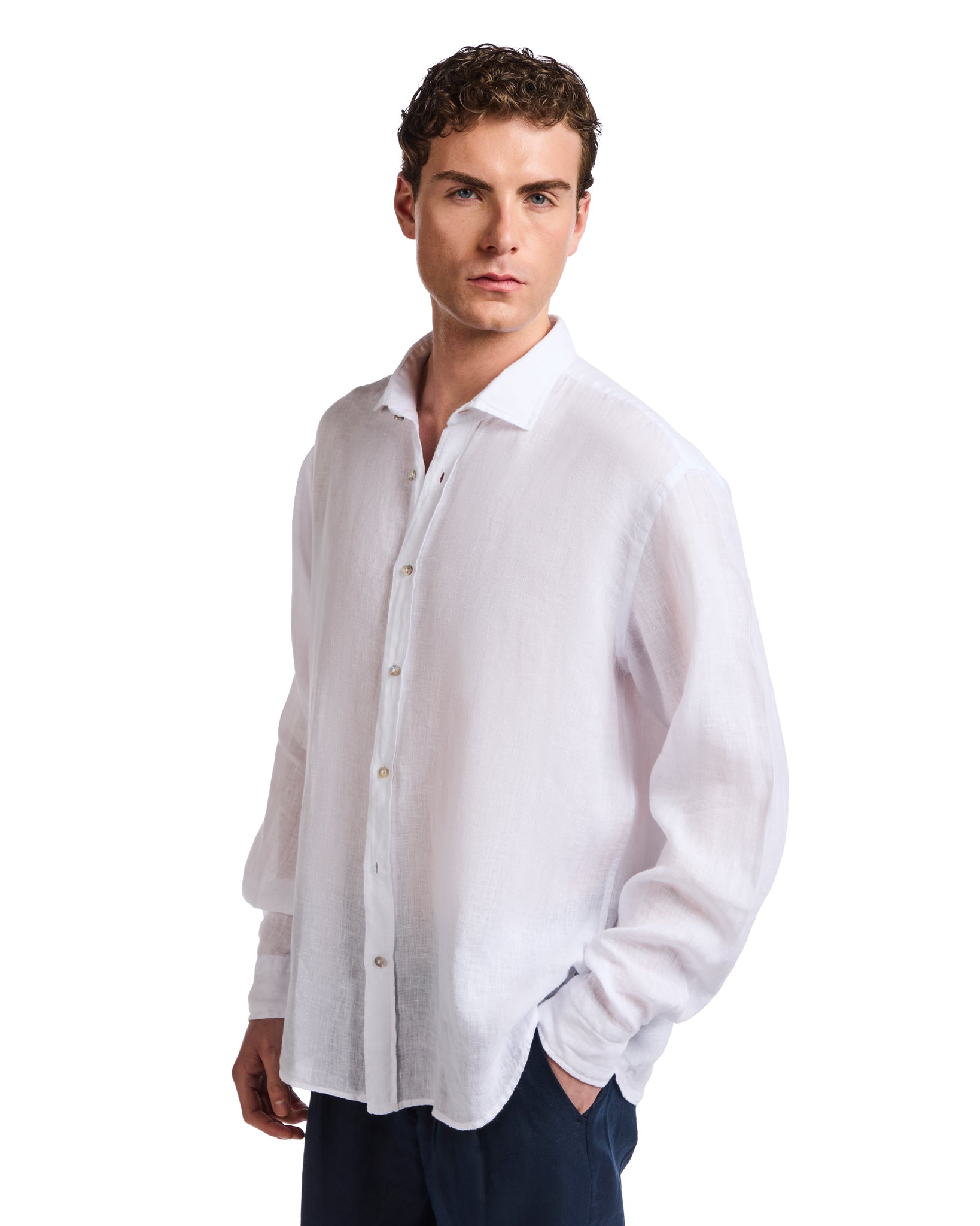 Camicia Montecarlo in puro lino bianca