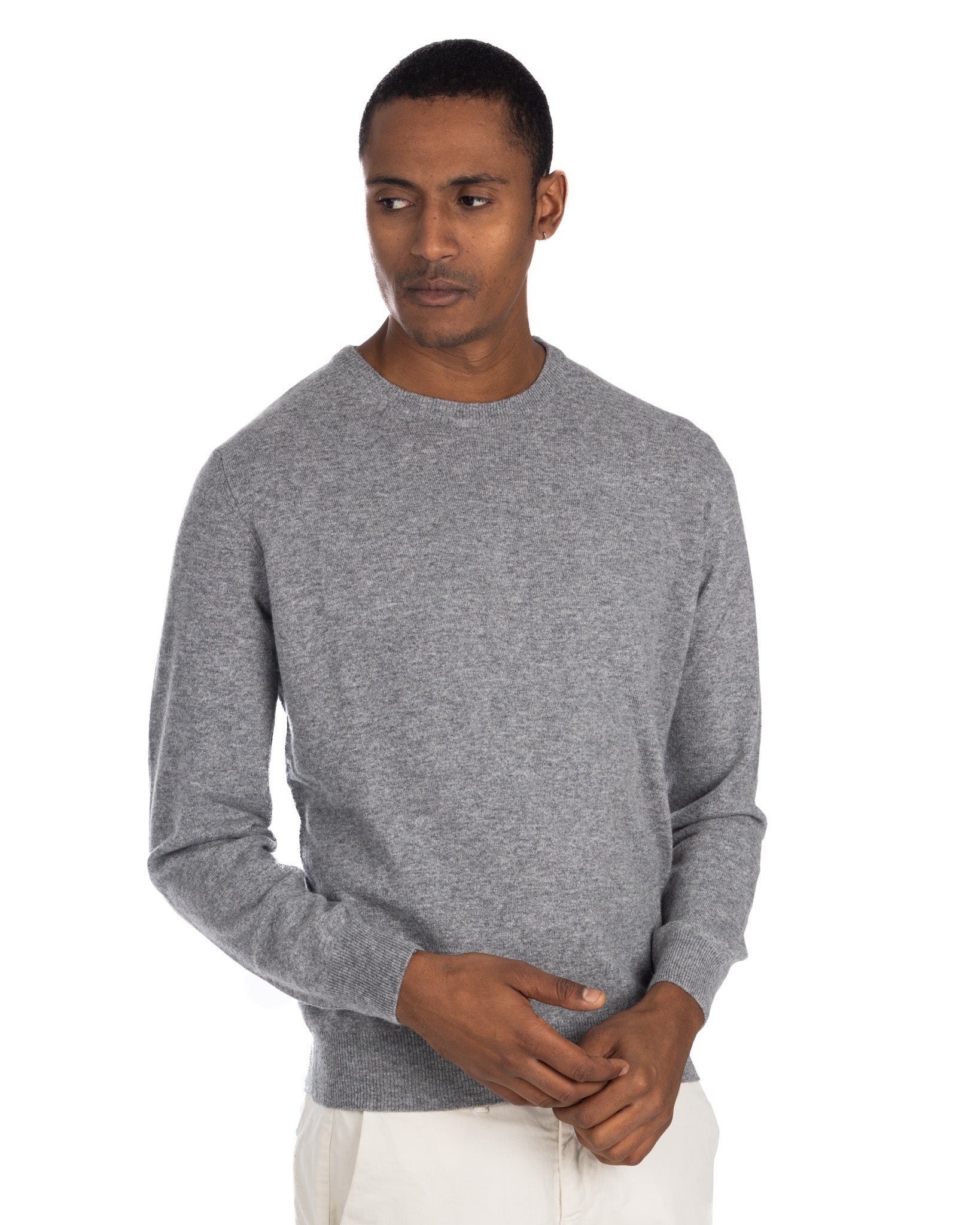 Maglione Dustin girocollo in misto cachemire grigio