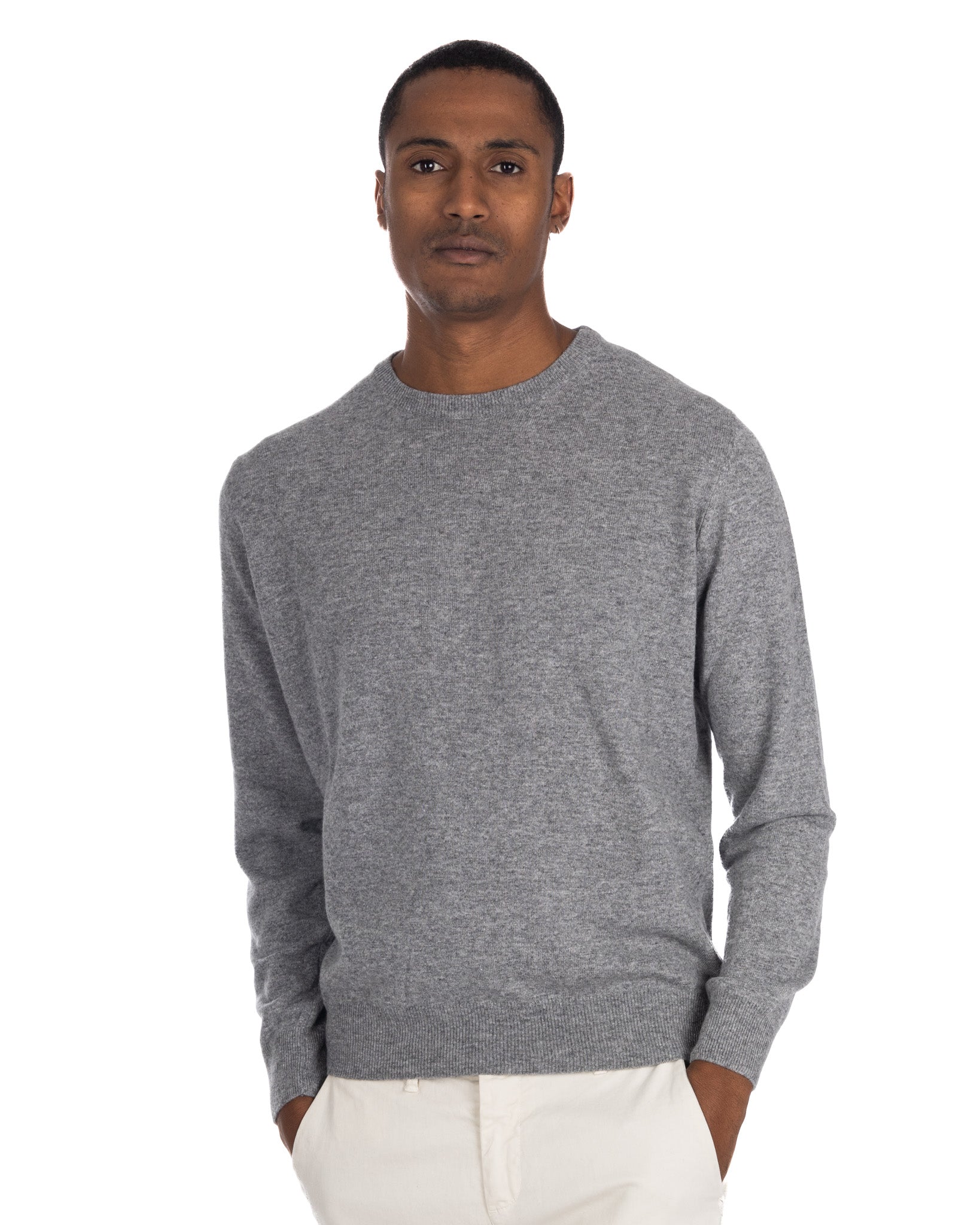 Maglione Dustin girocollo in misto cachemire grigio