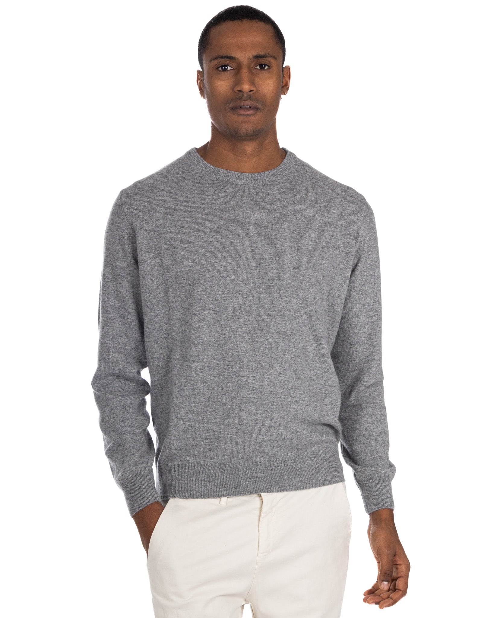 Maglione Dustin girocollo in misto cachemire grigio