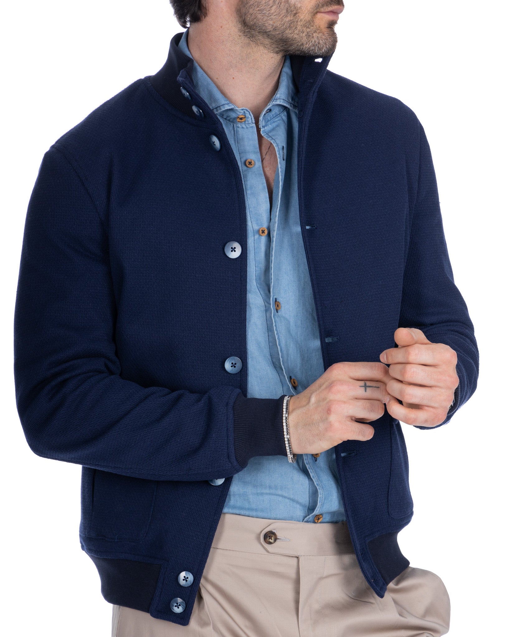 Bomber Trieste blu in cotone