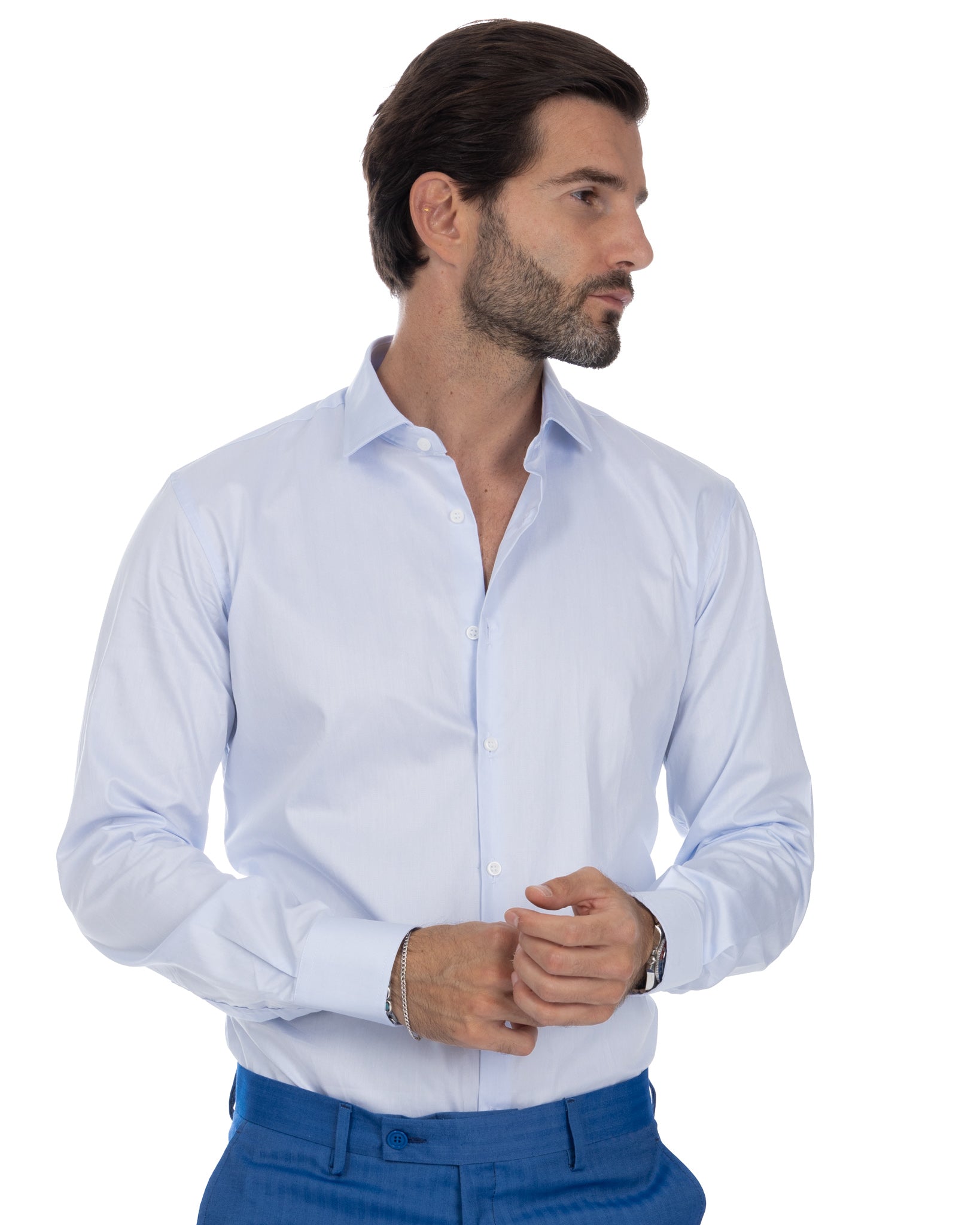 Camicia Desert azzurra in twill di cotone