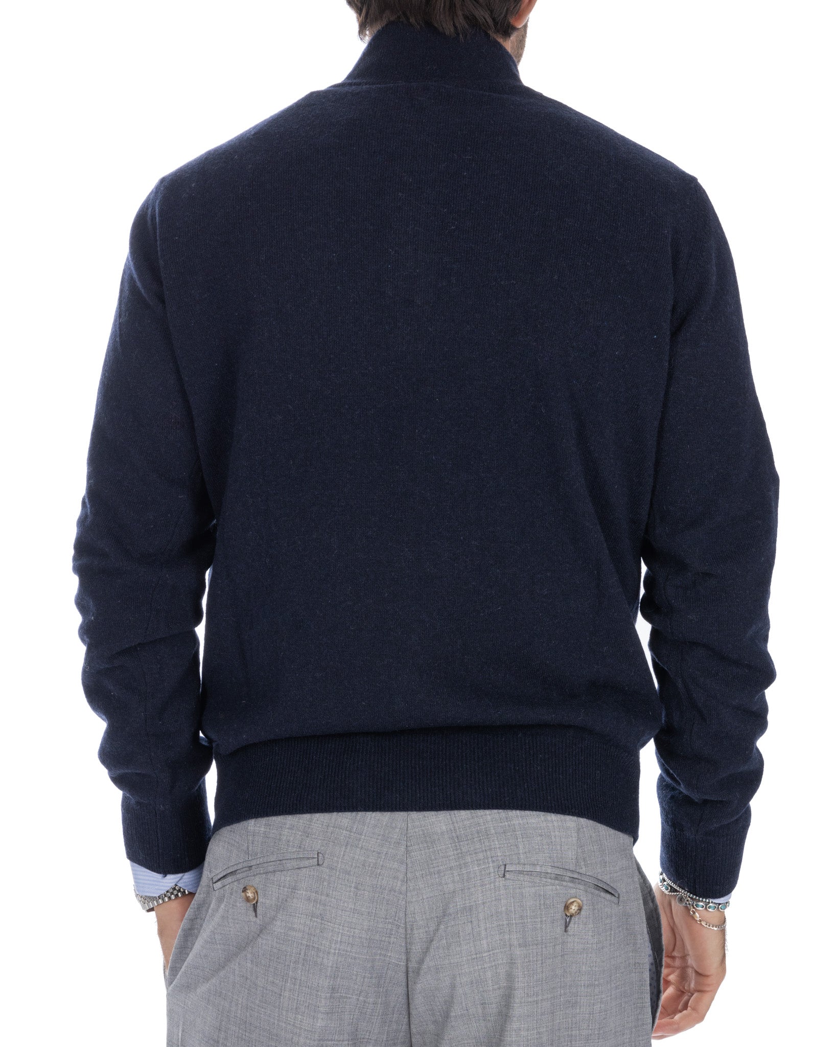 Lupetto con zip Rory in misto cachemire blu scuro