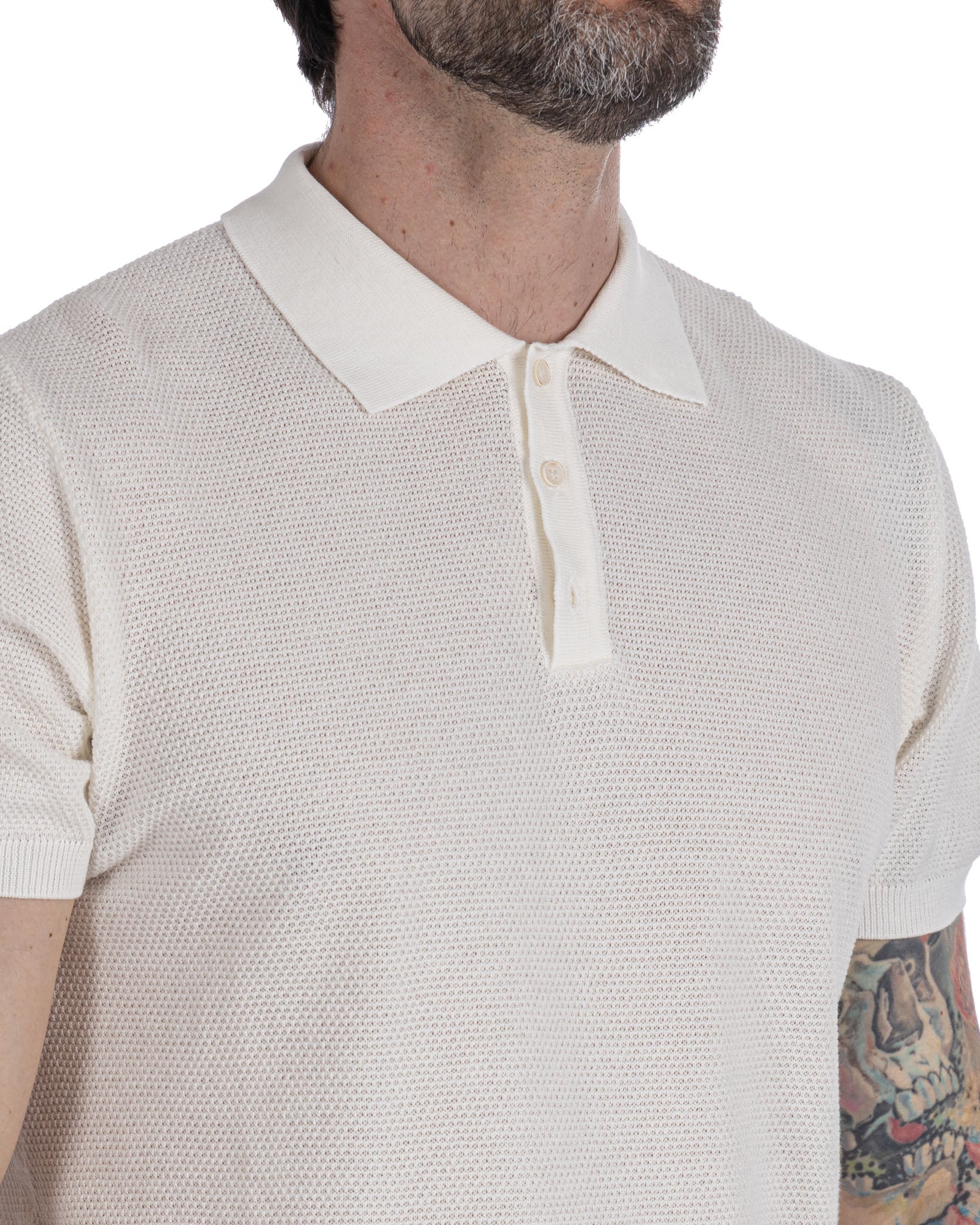 Rod - polo in maglia nido d'ape panna