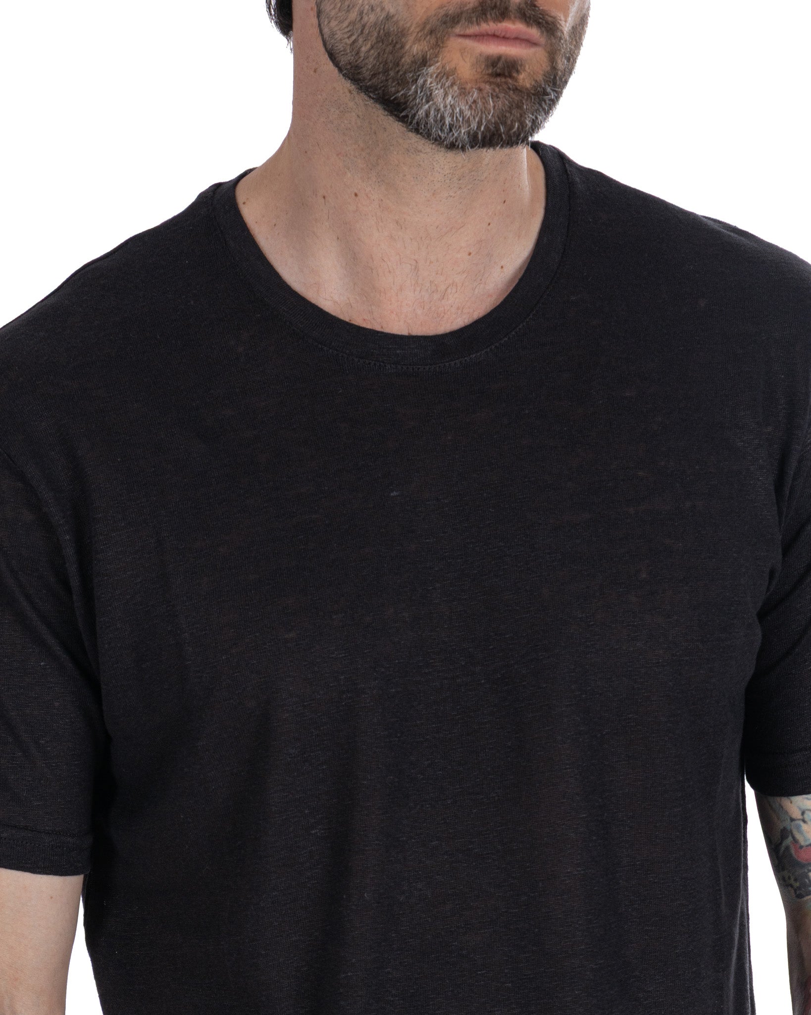T-shirt Felix in puro lino nera