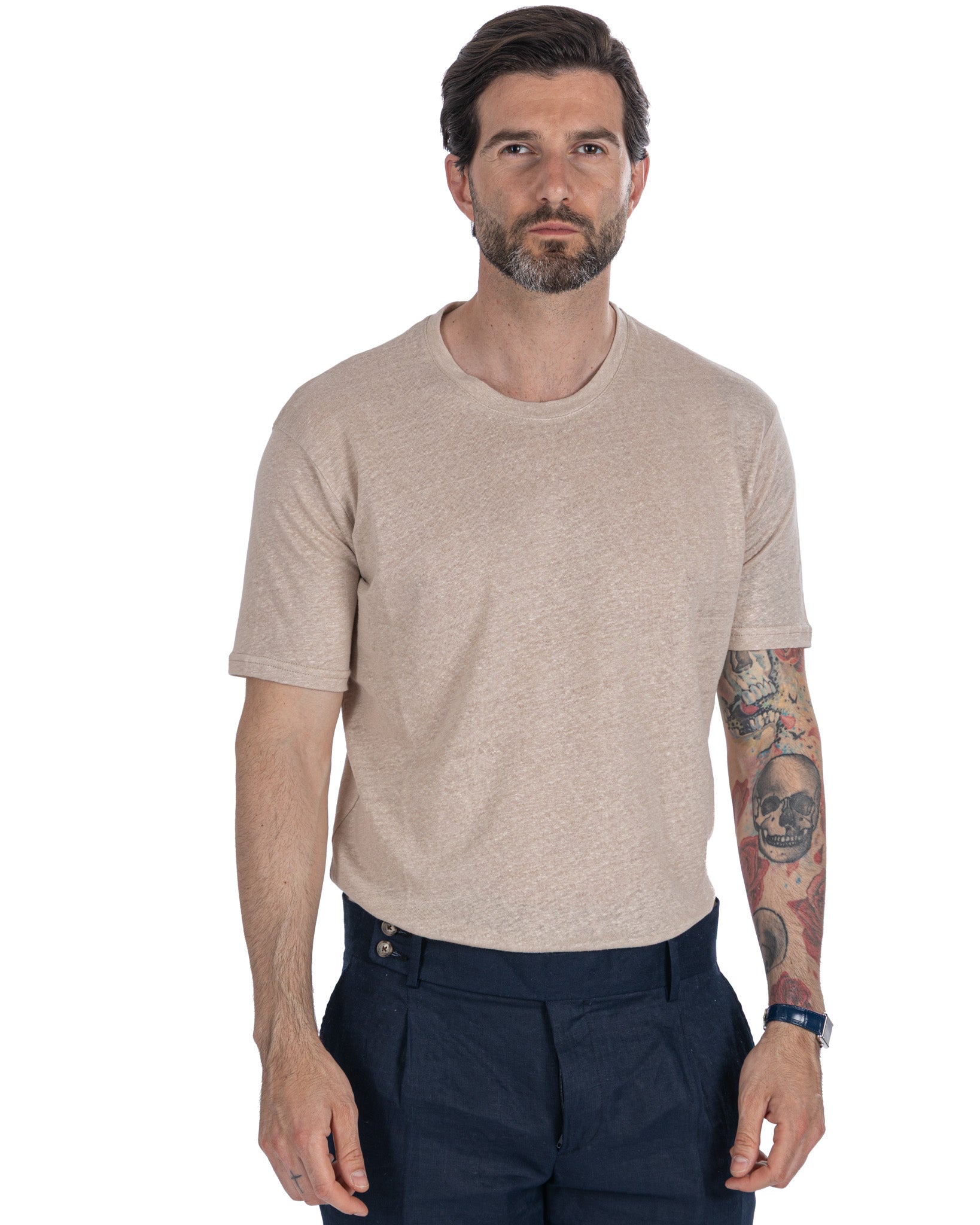 T-shirt Felix in puro lino beige