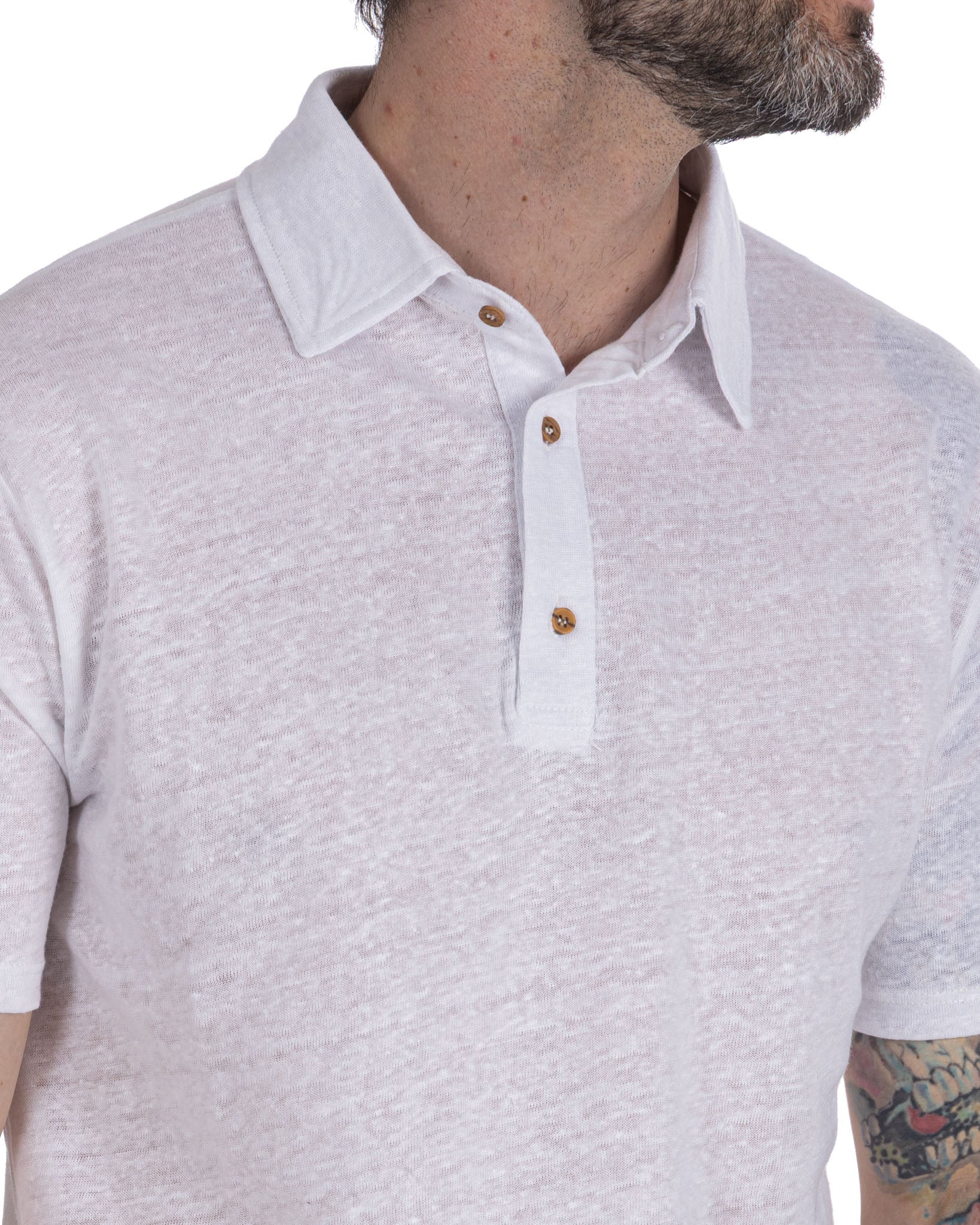 Polo Marcos in puro lino bianco