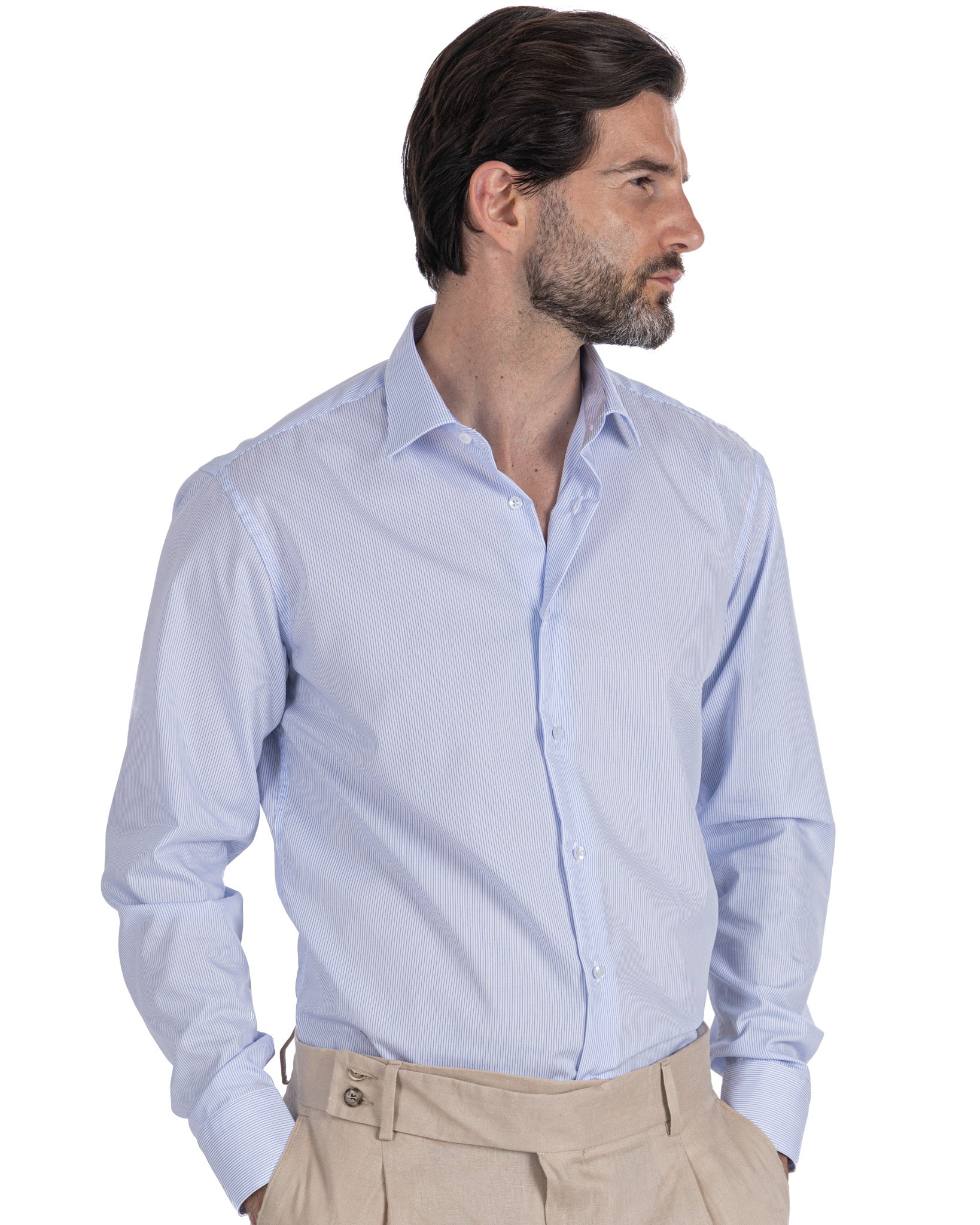 Camicia Beretta a righe azzurre in cotone