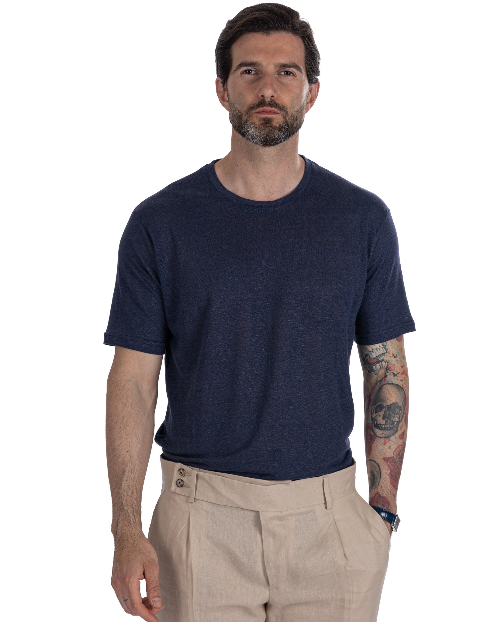 T-shirt Felix in puro lino blu