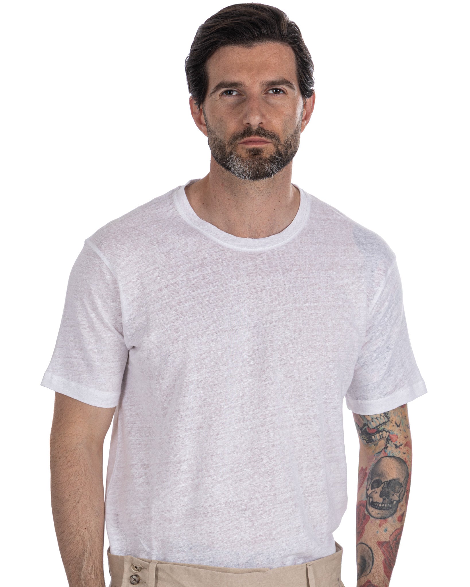 T-shirt Felix in puro lino bianca