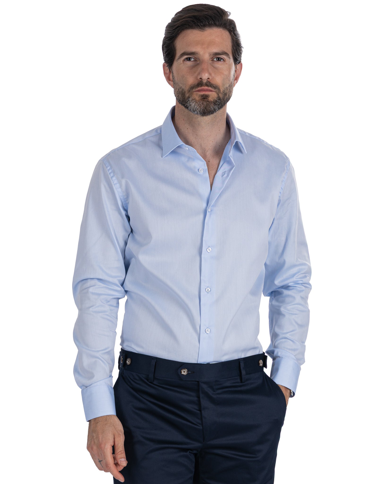 Camicia Desert celeste in twill di cotone