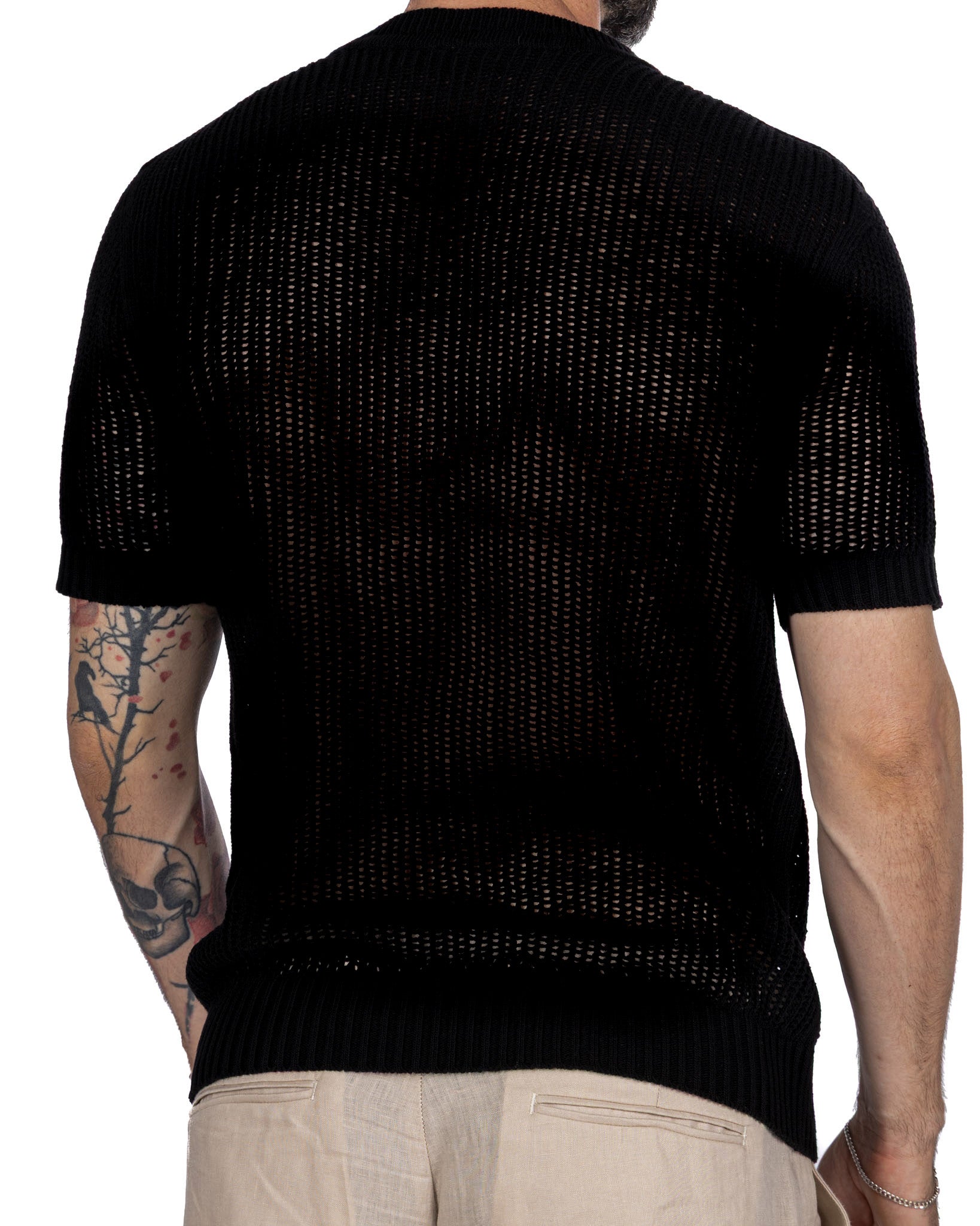 Grigor - t-shirt oversize traforata nera