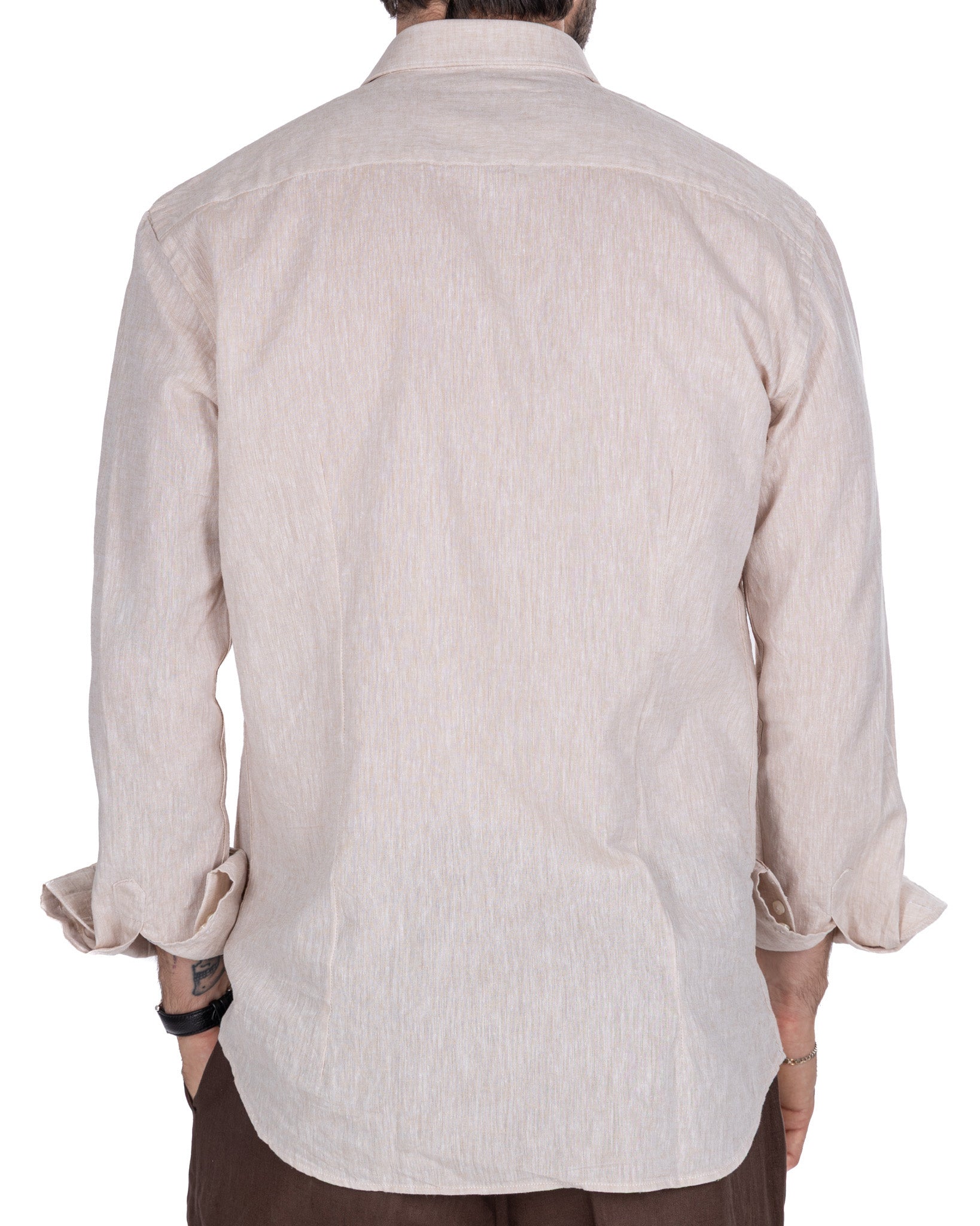 Camicia Rennes in lino e cotone beige