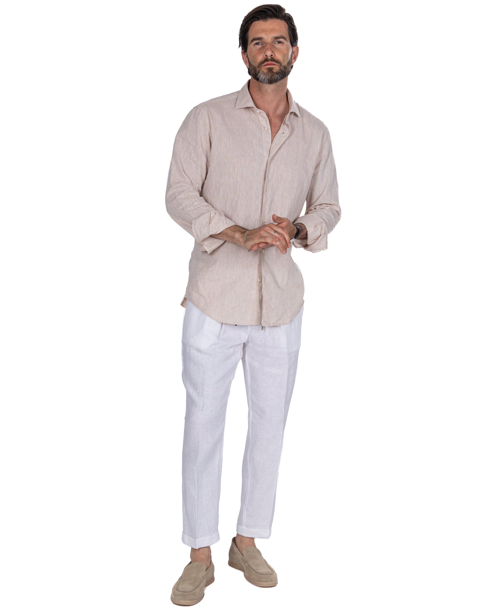 Pantalaccio Cary in puro lino bianco