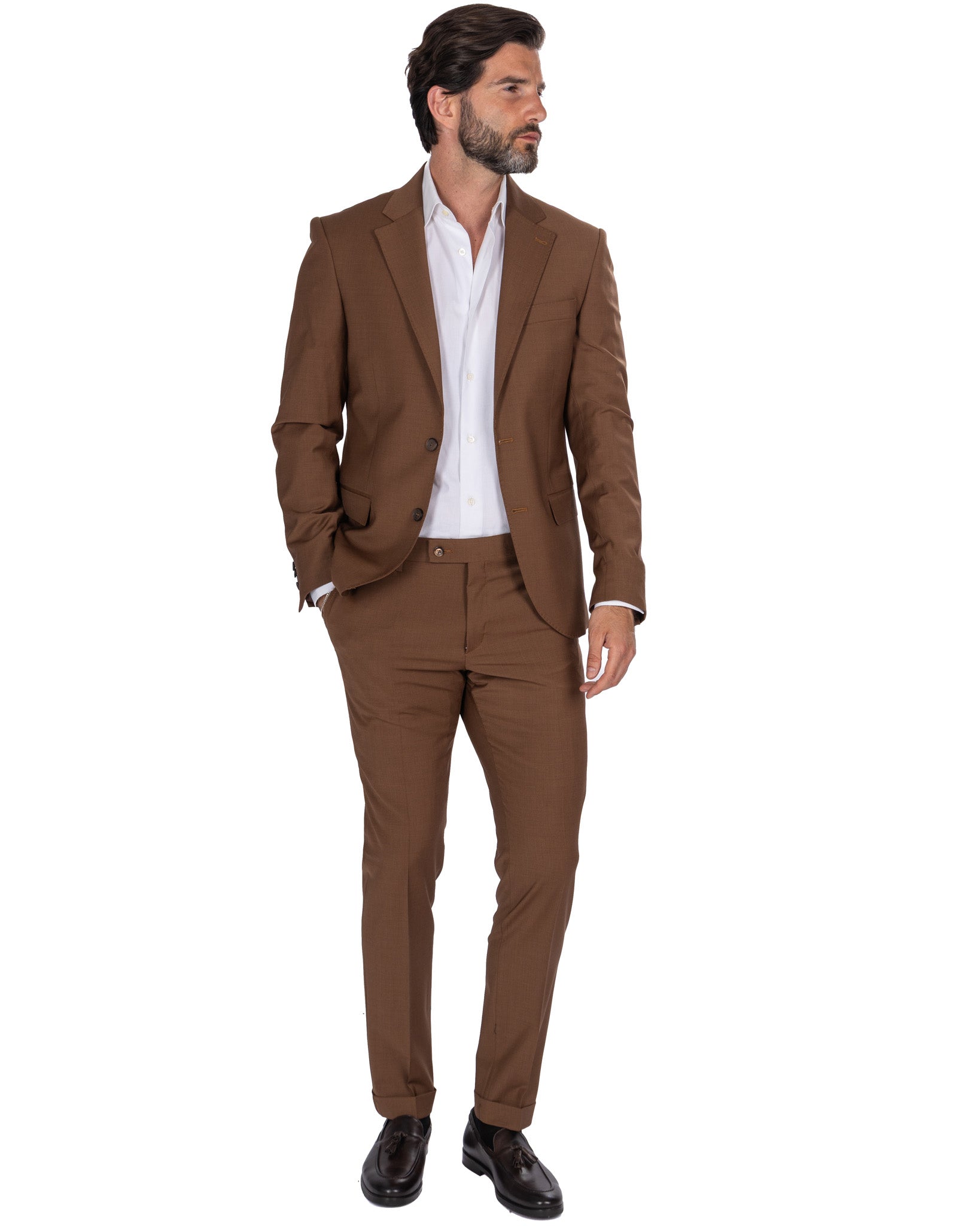 New york - abito monopetto tabacco in lana