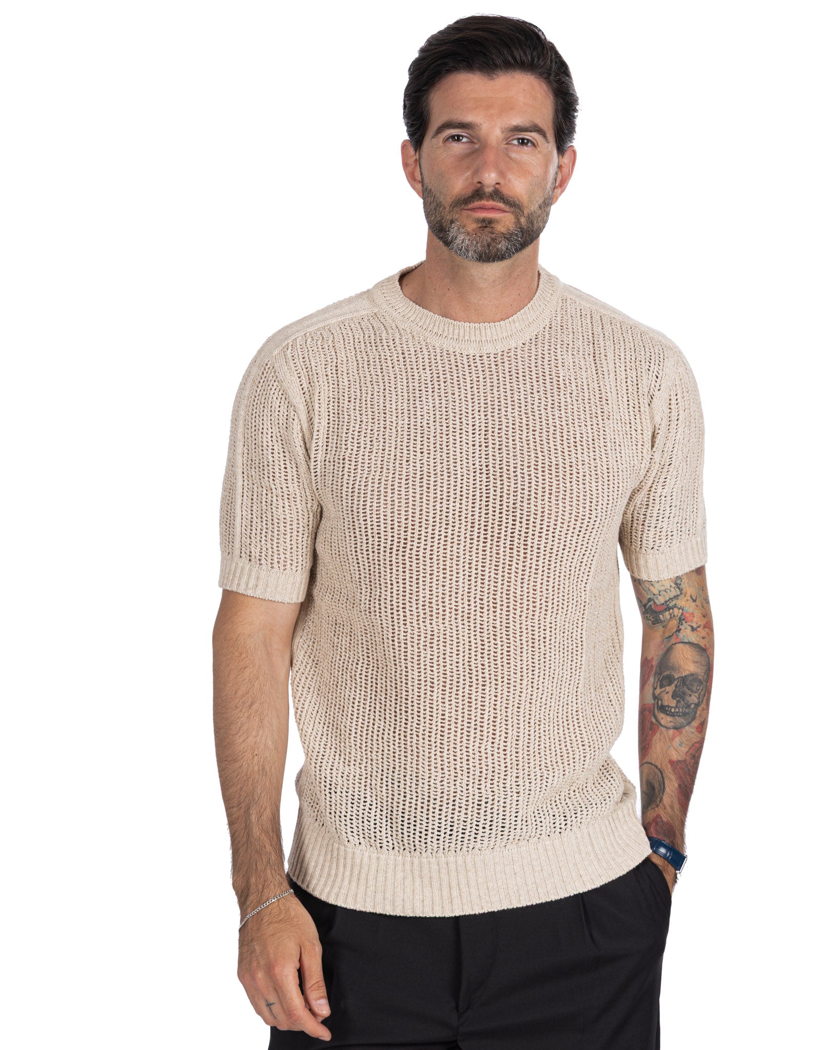 Grigor - t-shirt oversize traforata beige