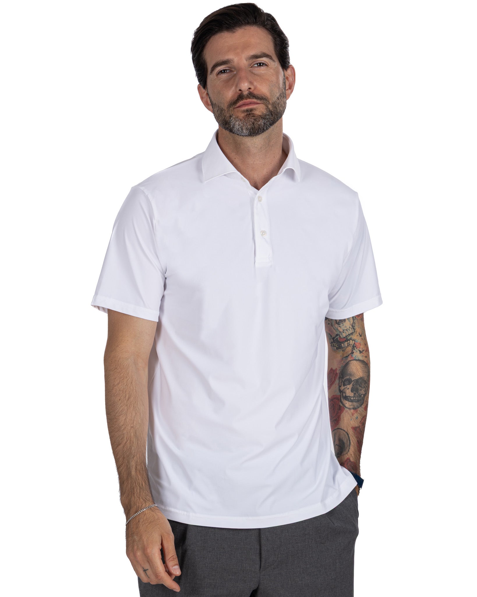 Polo Arnold tessuto travel bianca