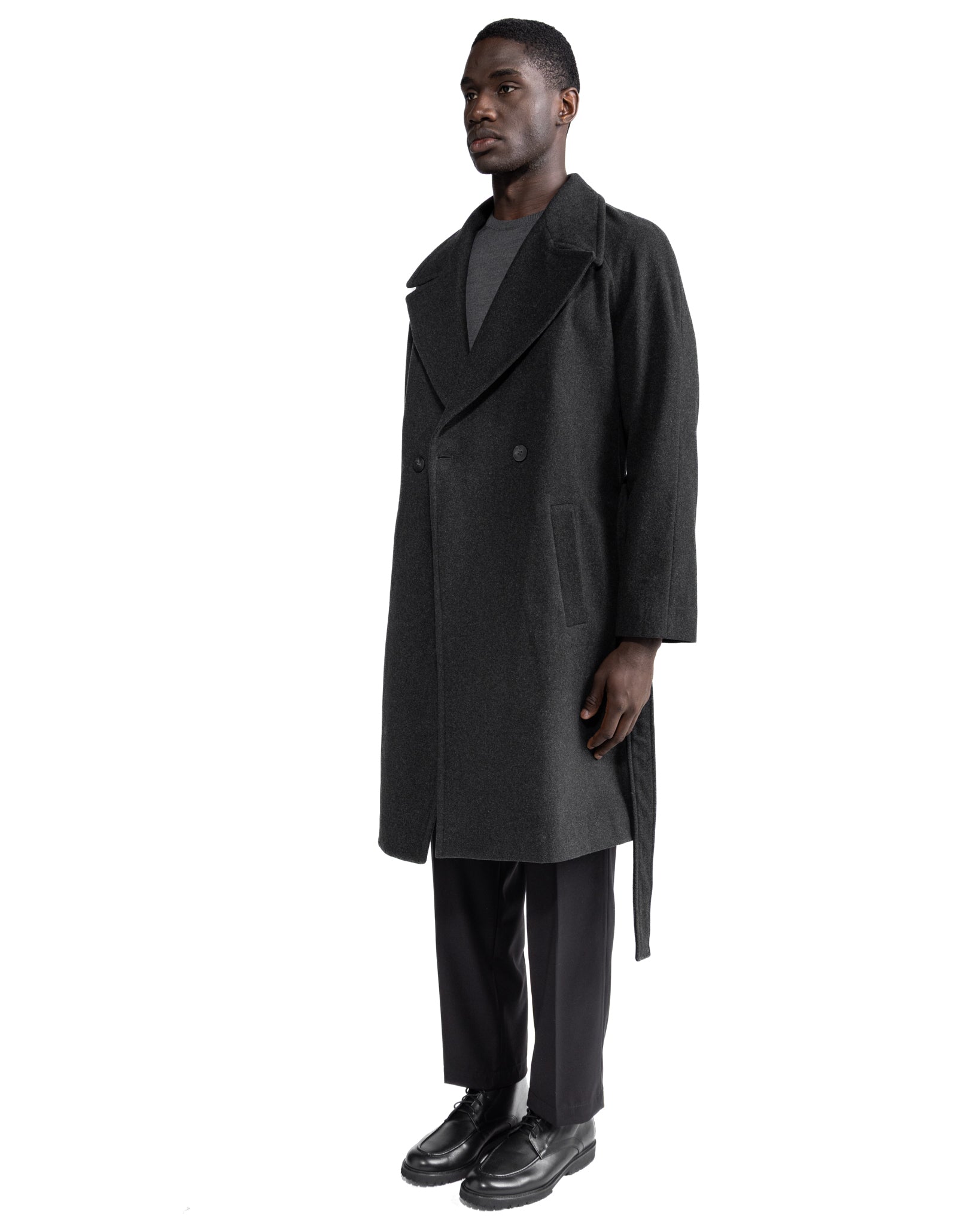 Cappotto lungo Freud in flanella grigio