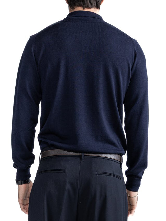 Polo Rovigo in lana Tollegno blu