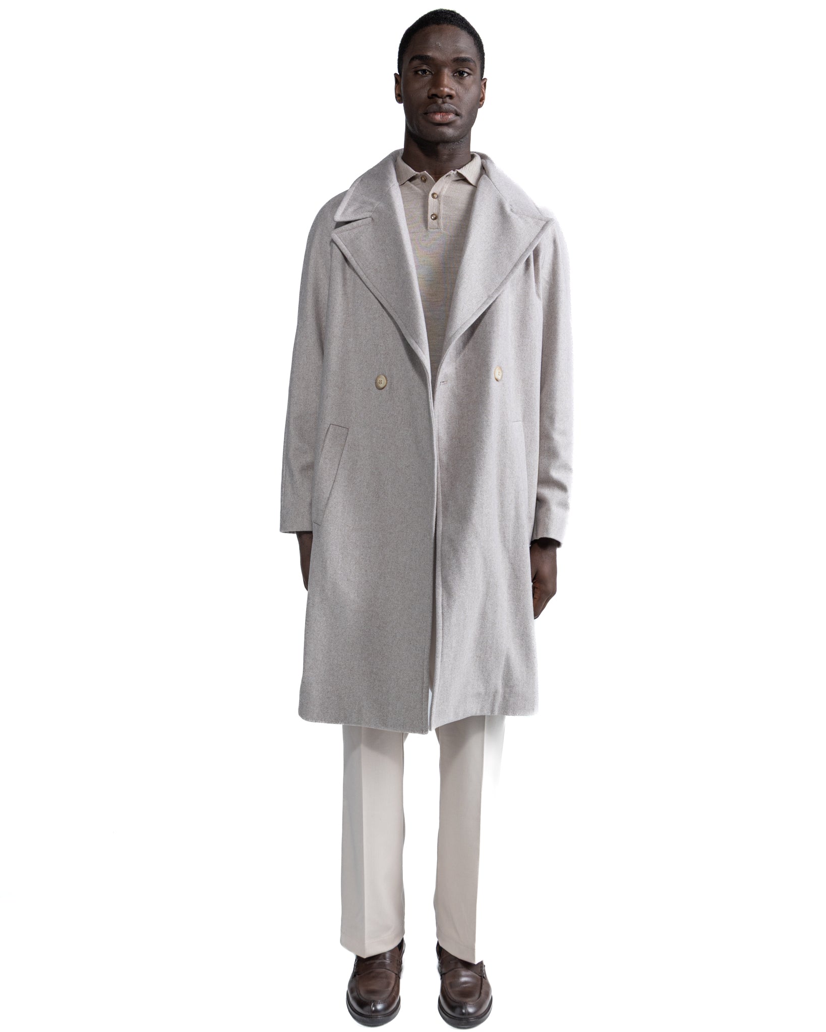 Cappotto lungo Freud in flanella grigio