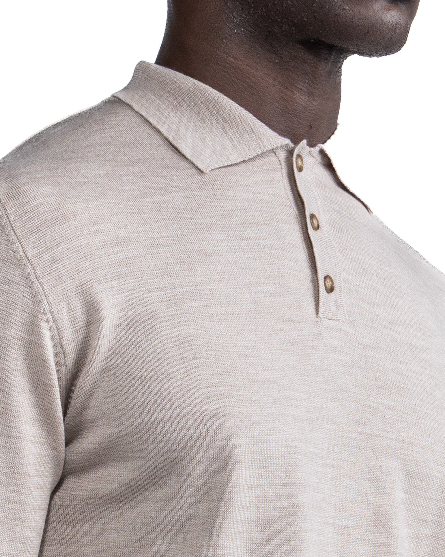 Polo Rovigo in lana Tollegno sabbia