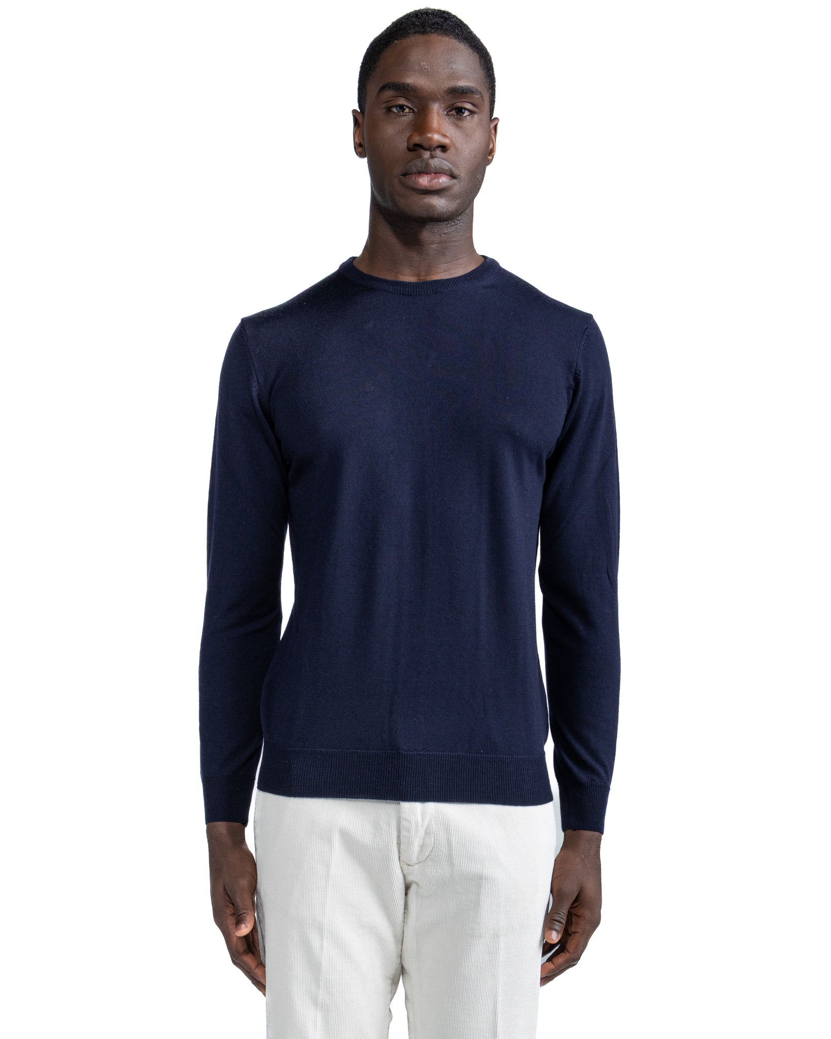 Girocollo Furore in lana merino Tollegno blu