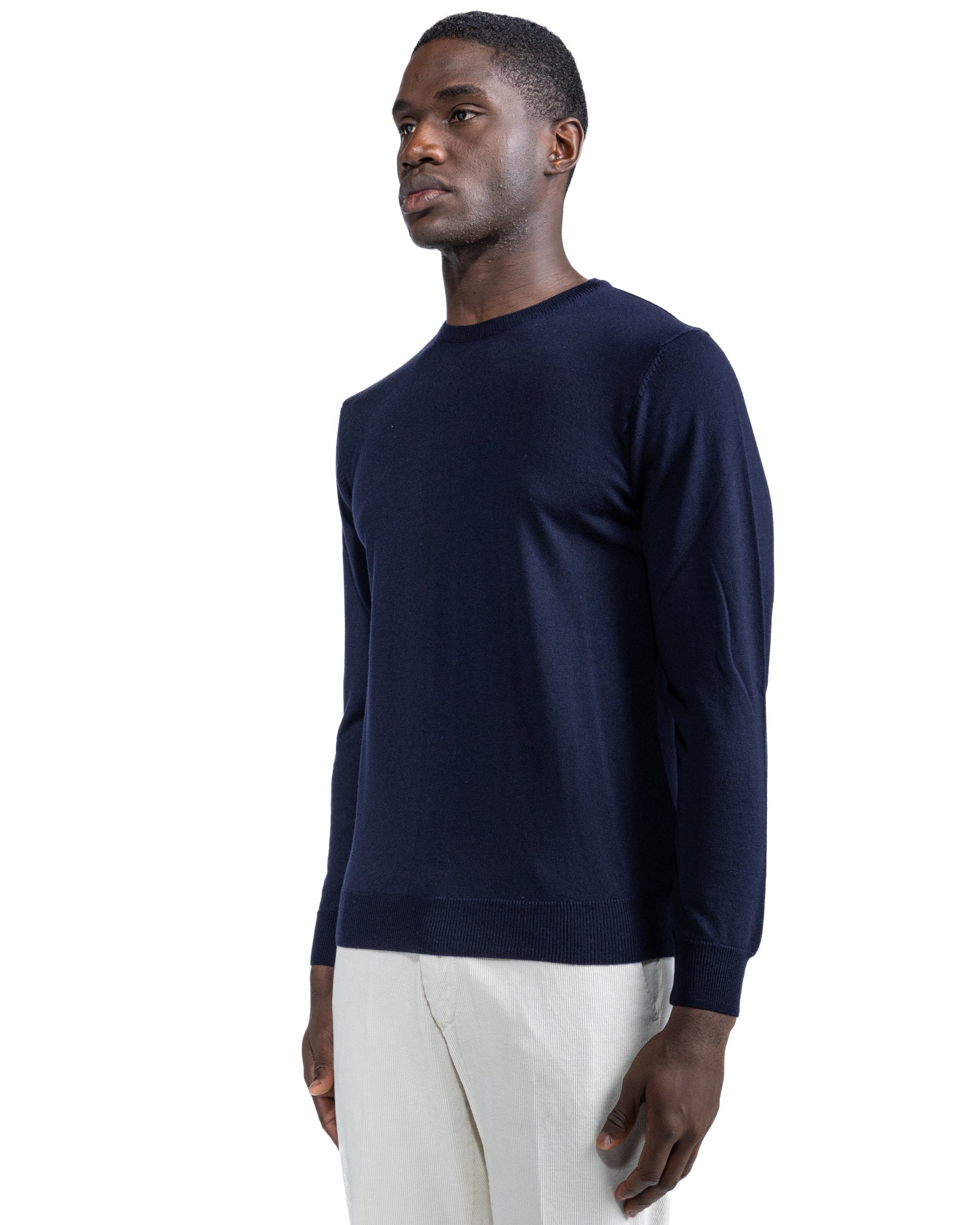 Girocollo Furore in lana merino Tollegno blu