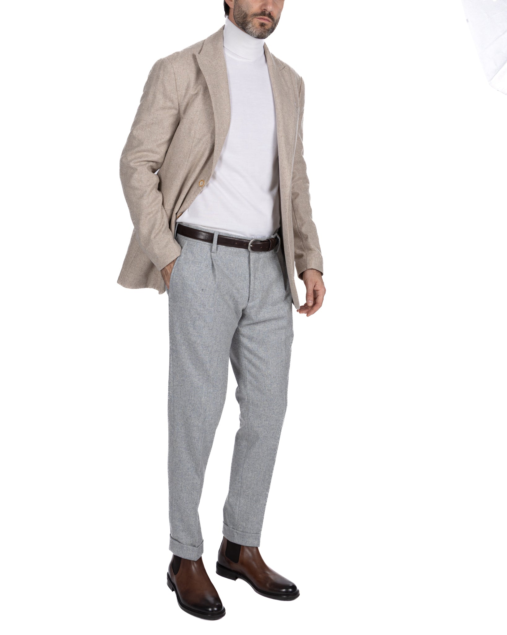 Pantalone Leica in flanella grigio