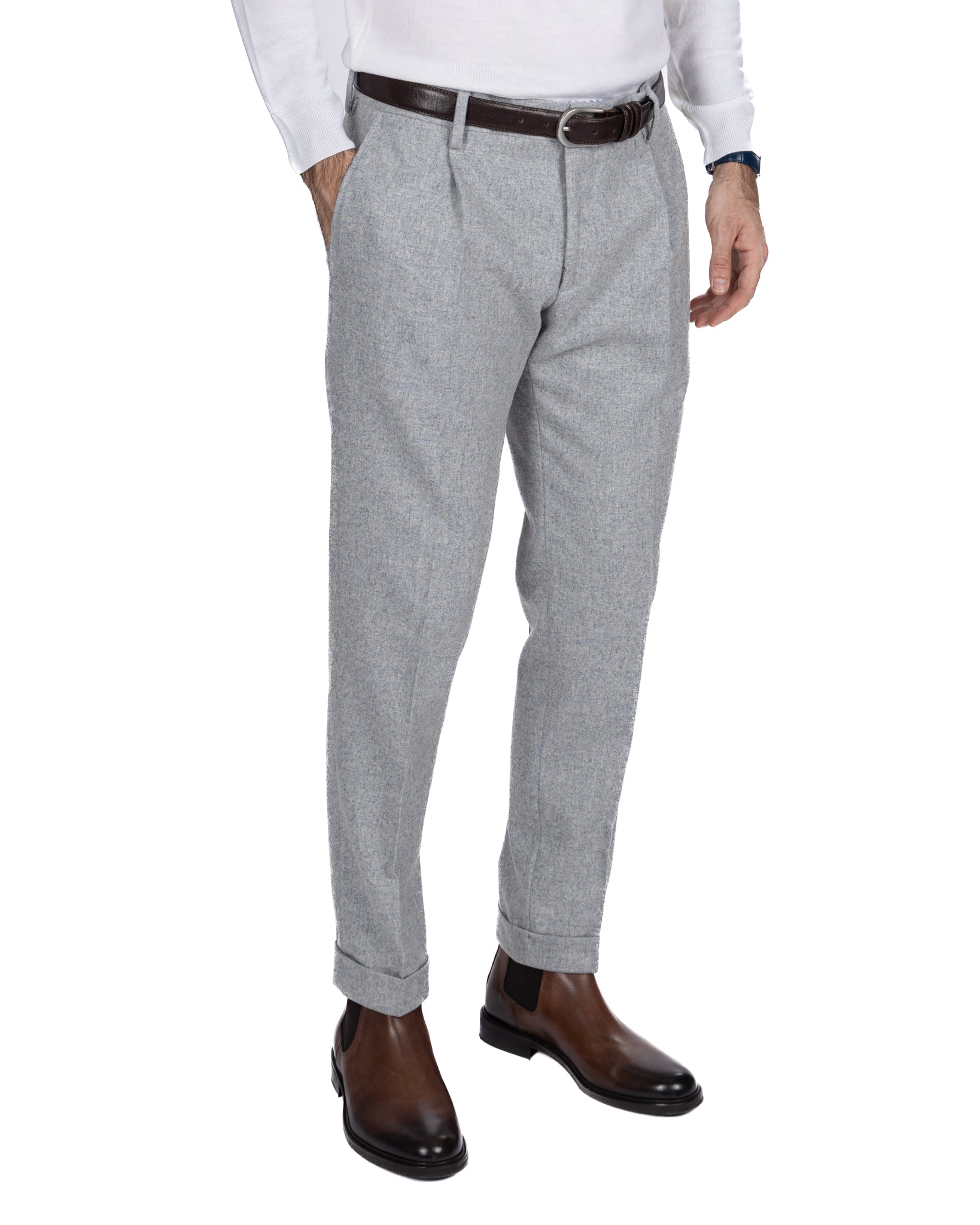 Pantalone Leica in flanella grigio