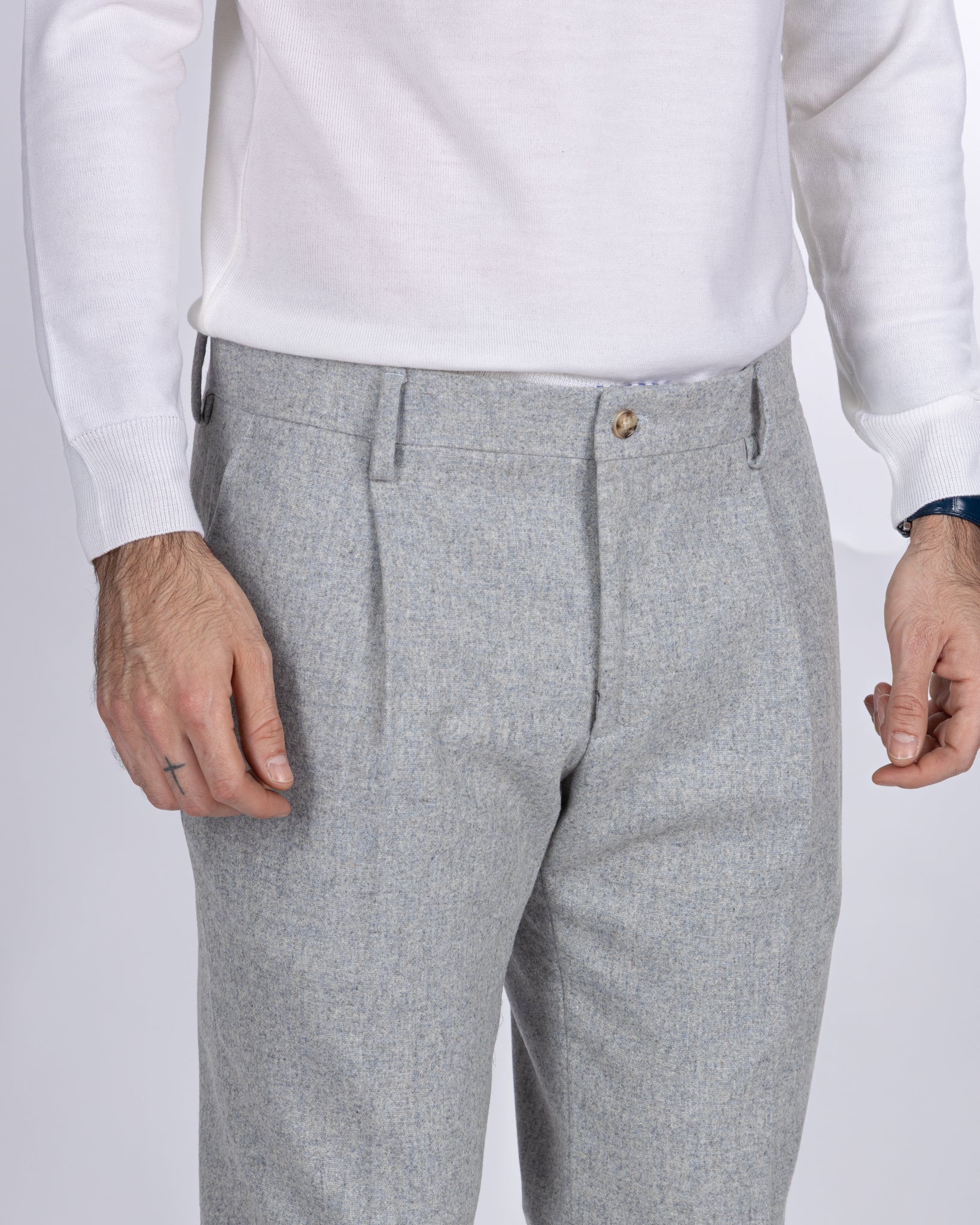 Pantalone Leica in flanella grigio