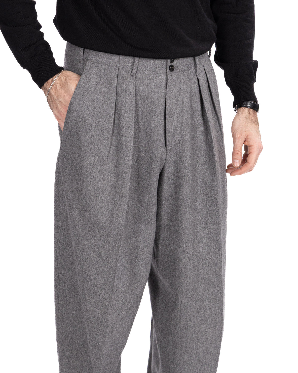 Pantalone Over in flanella Canonico grigio