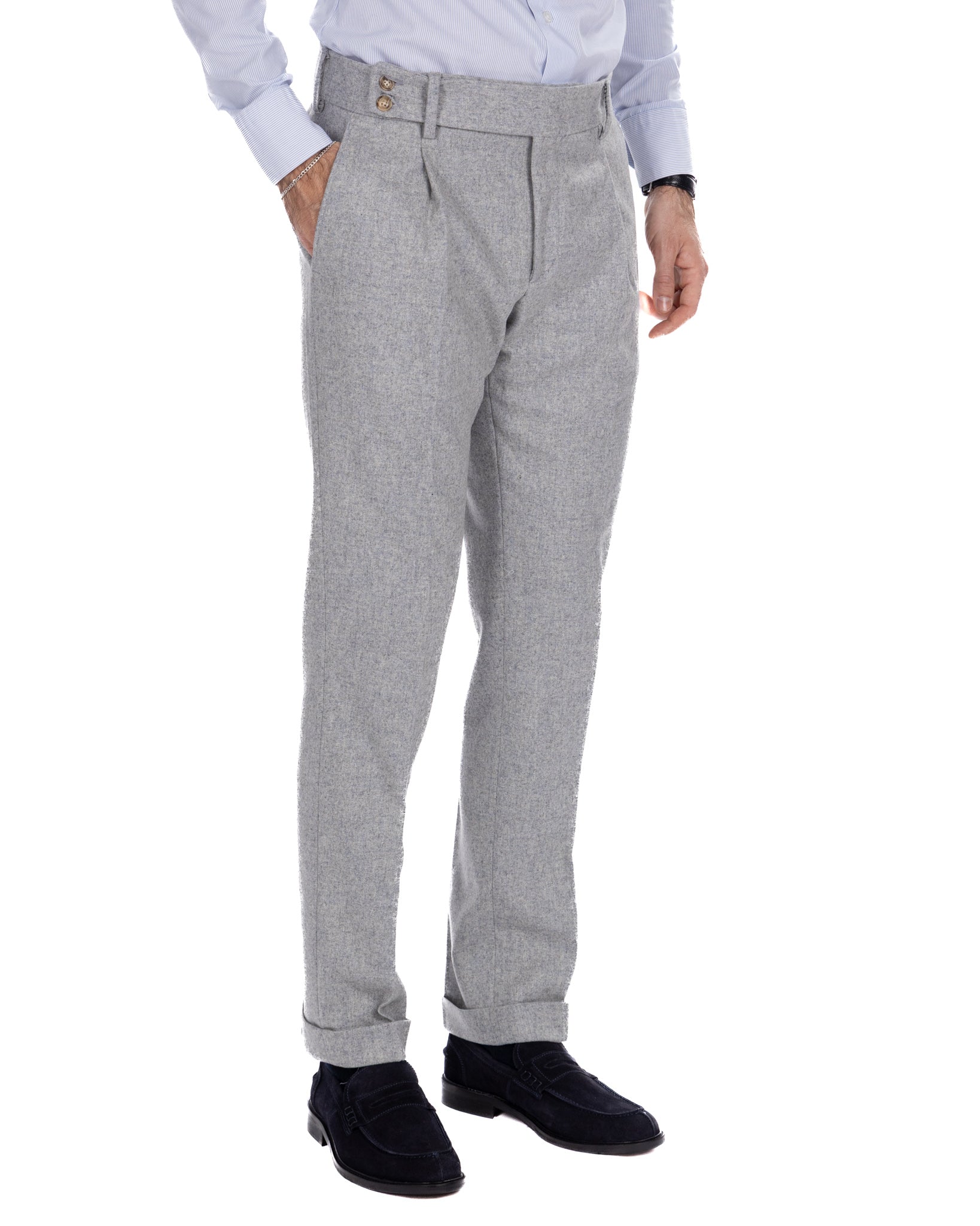 Pantalone Canon in flanella grigio chiaro