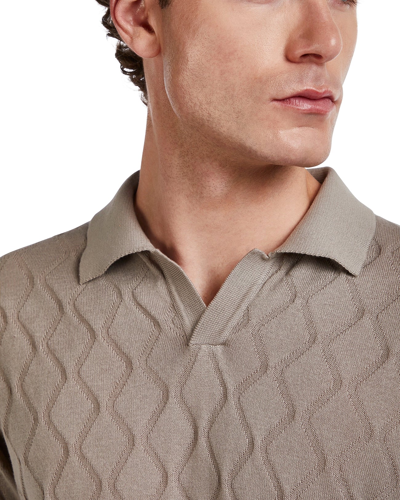 Polo Peter a onde in maglia beige