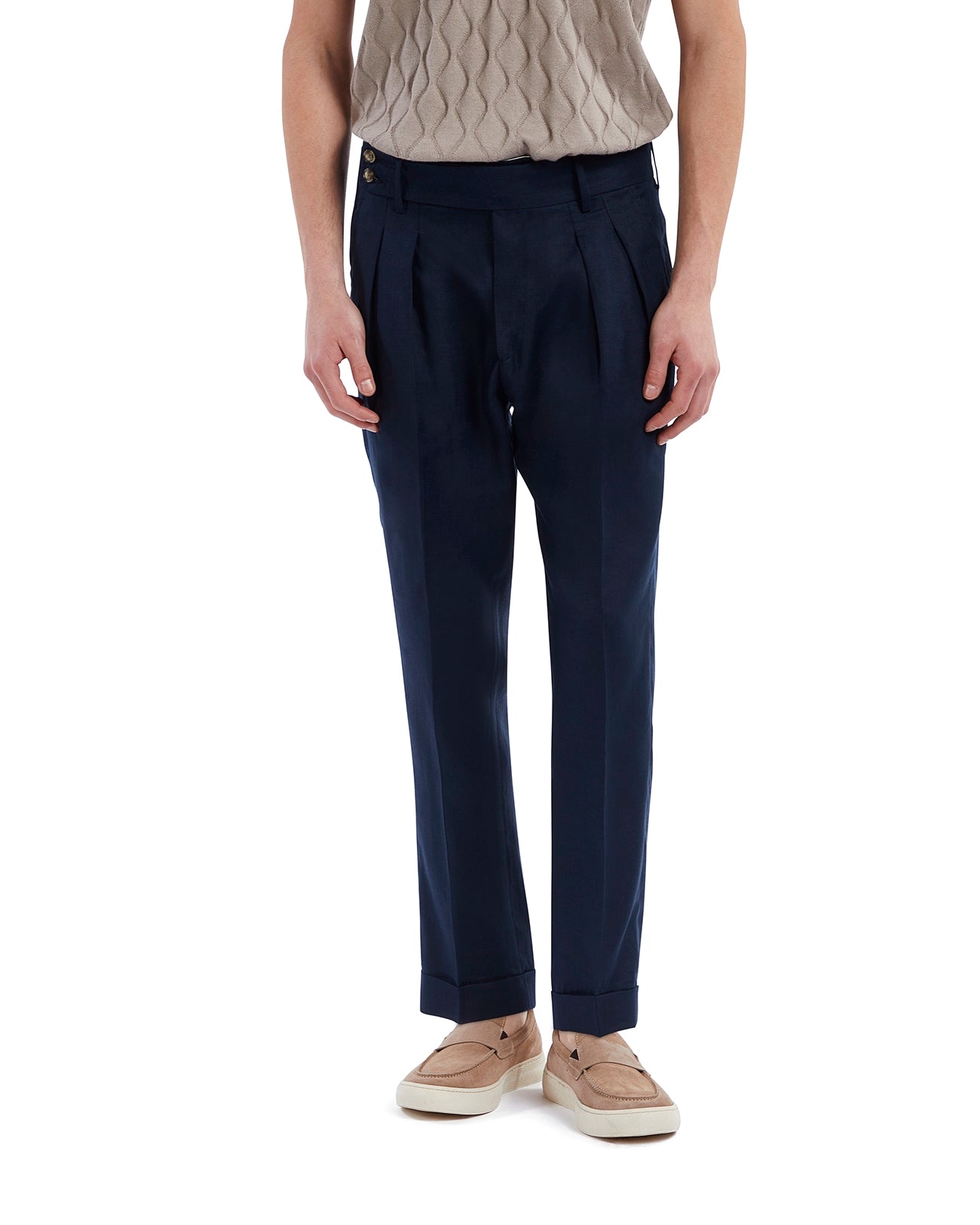 Pantalone Cargese in puro lino blu