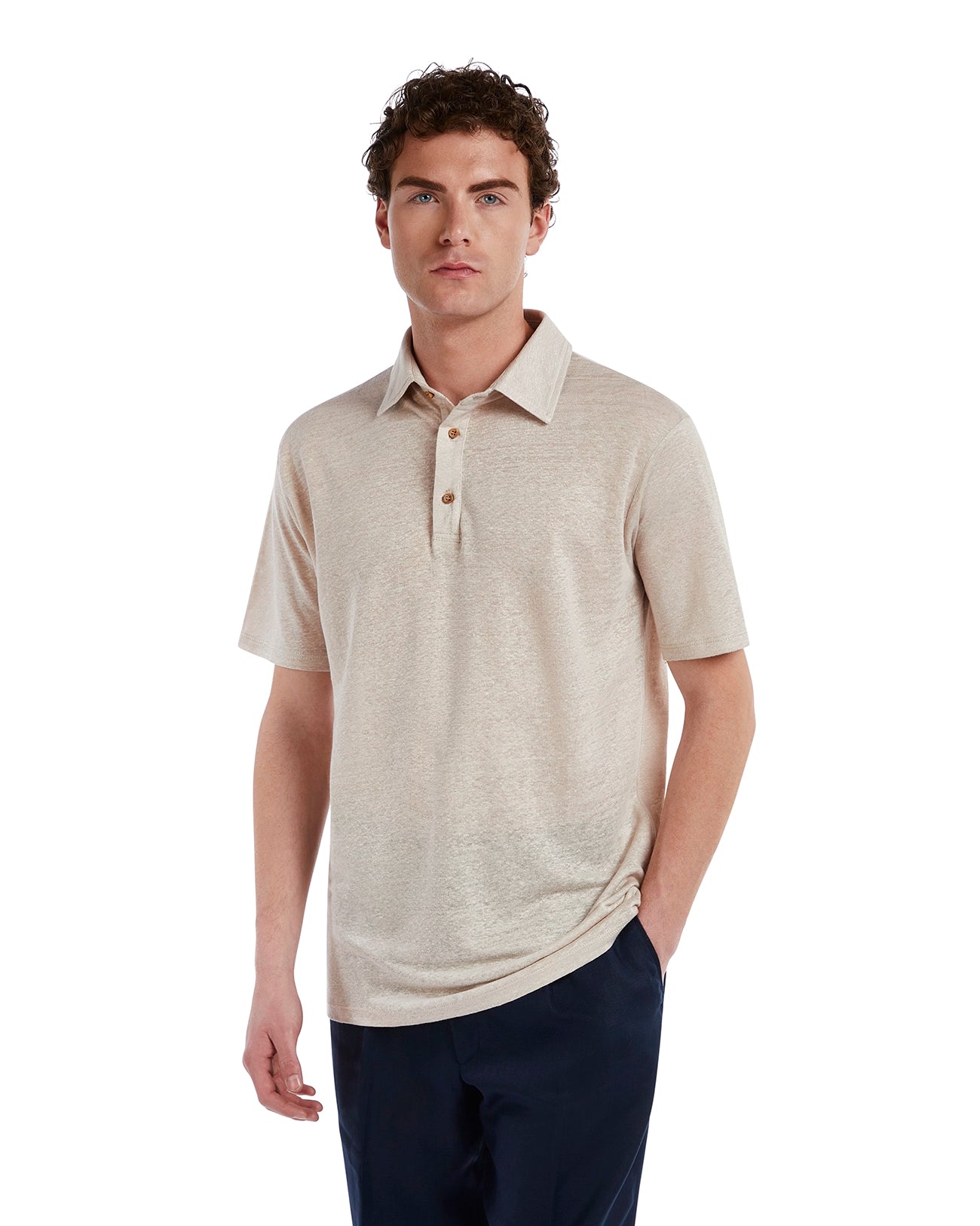 Polo Marcos in puro lino beige
