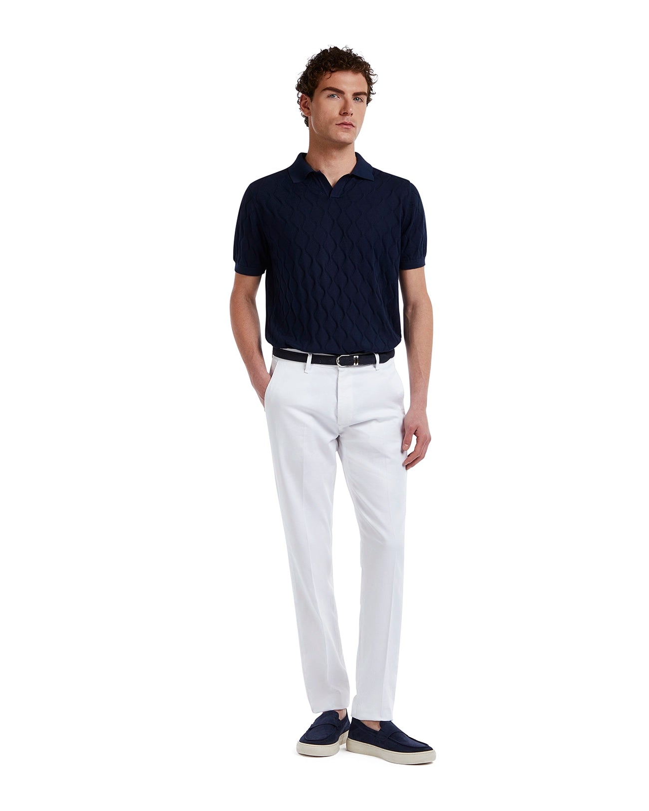Polo Peter a onde in maglia blu