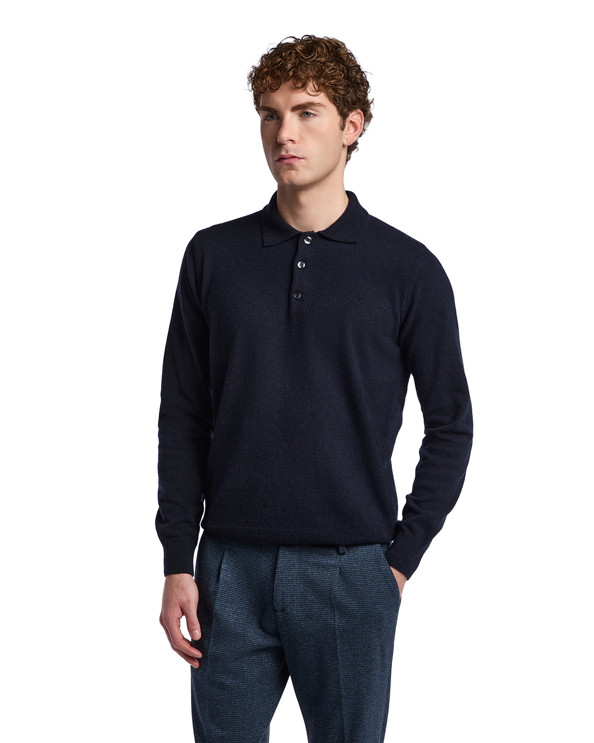 Polo Tiger in misto cachemire blu
