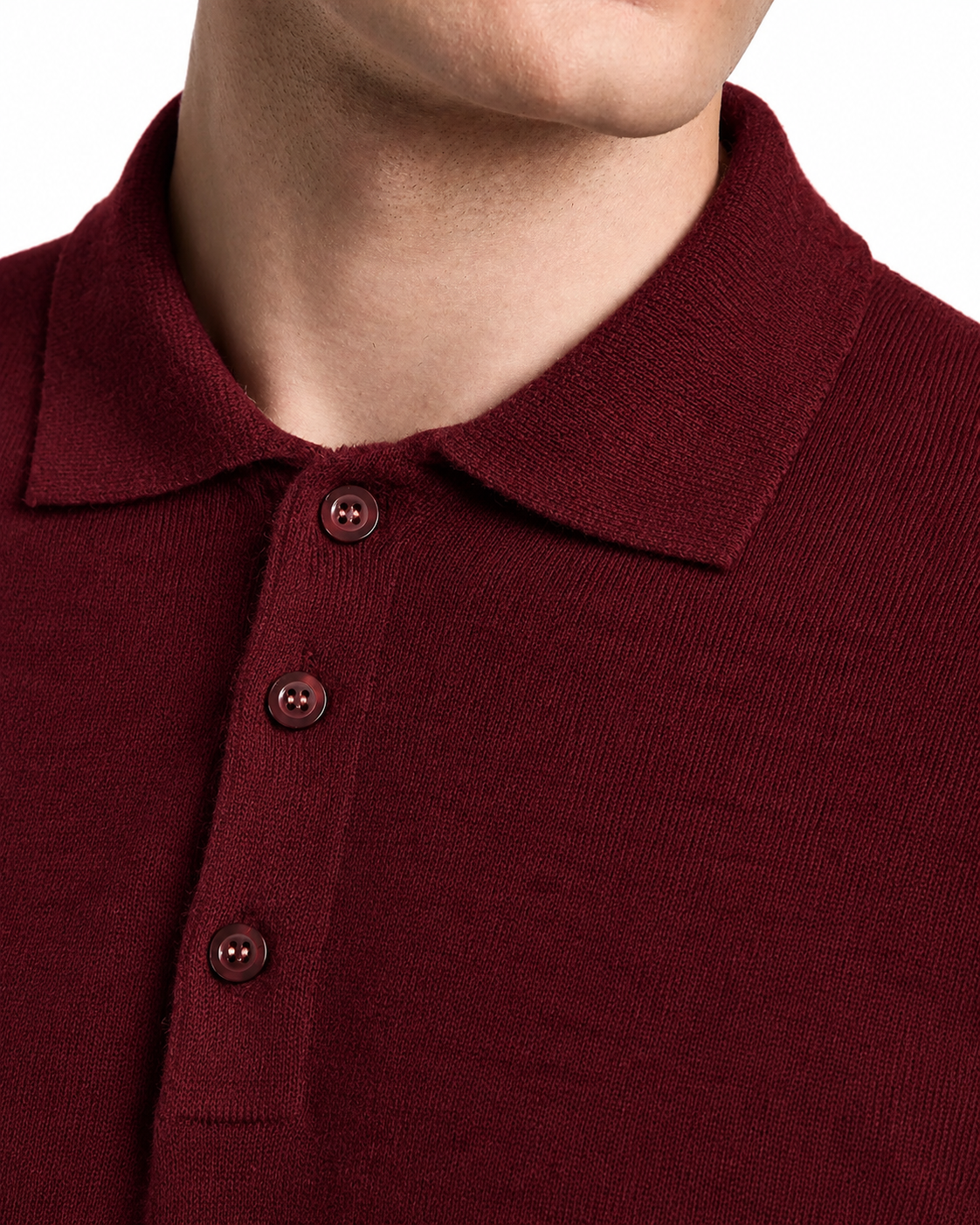 Polo Rovigo in lana Tollegno bordeaux