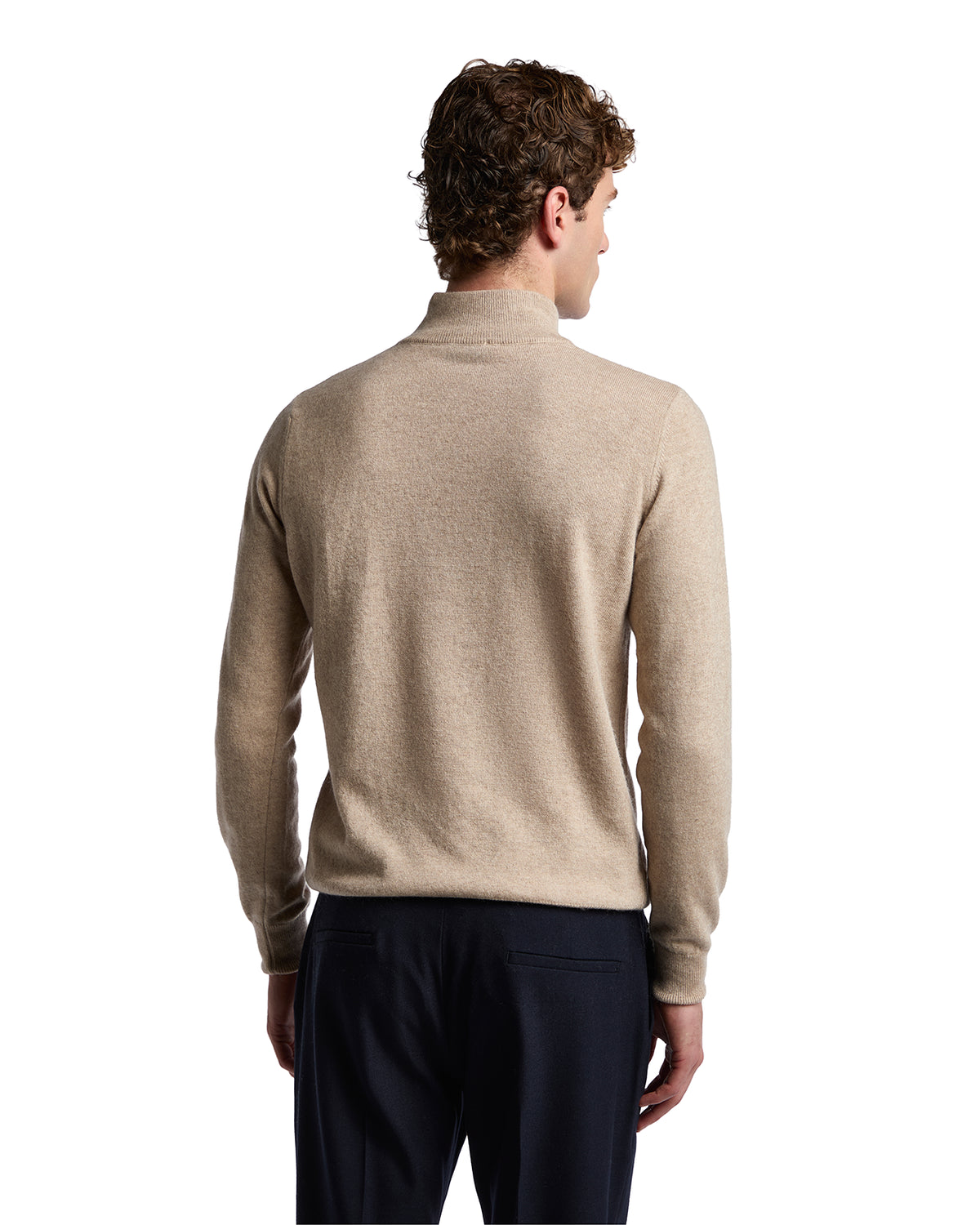 Lupetto con zip Rory in misto cachemire sabbia