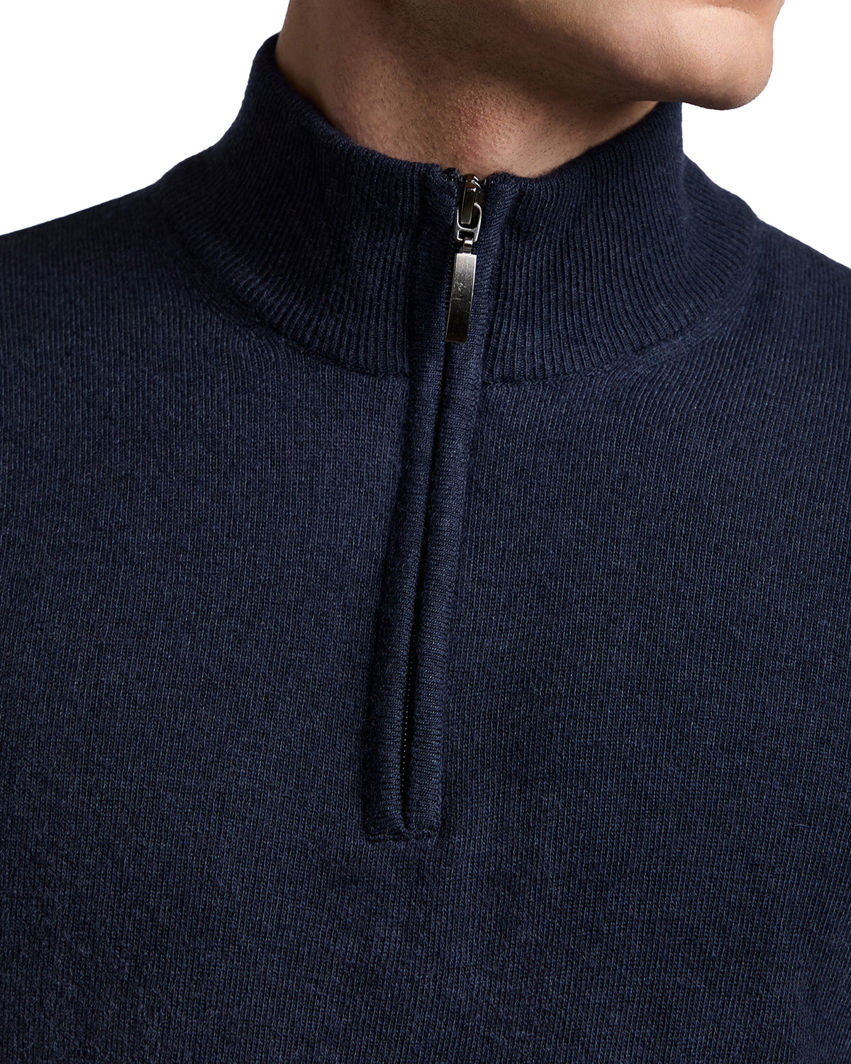 Lupetto con zip Rory in misto cachemire blu scuro