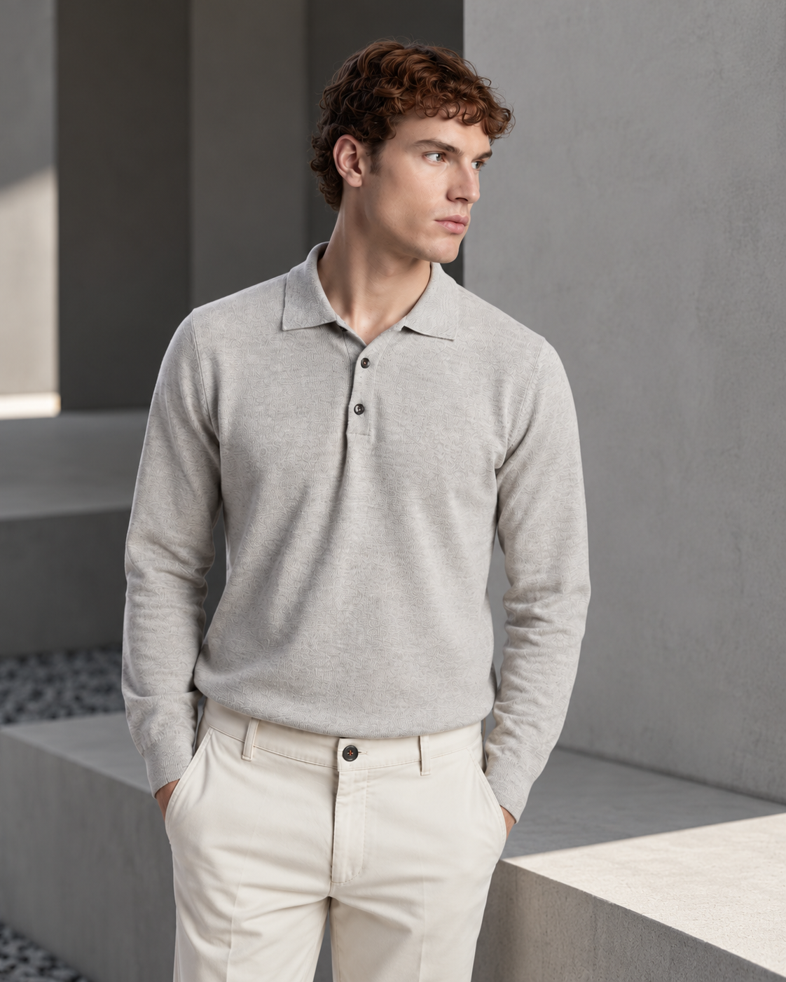 Polo Rovigo in lana Tollegno grigio